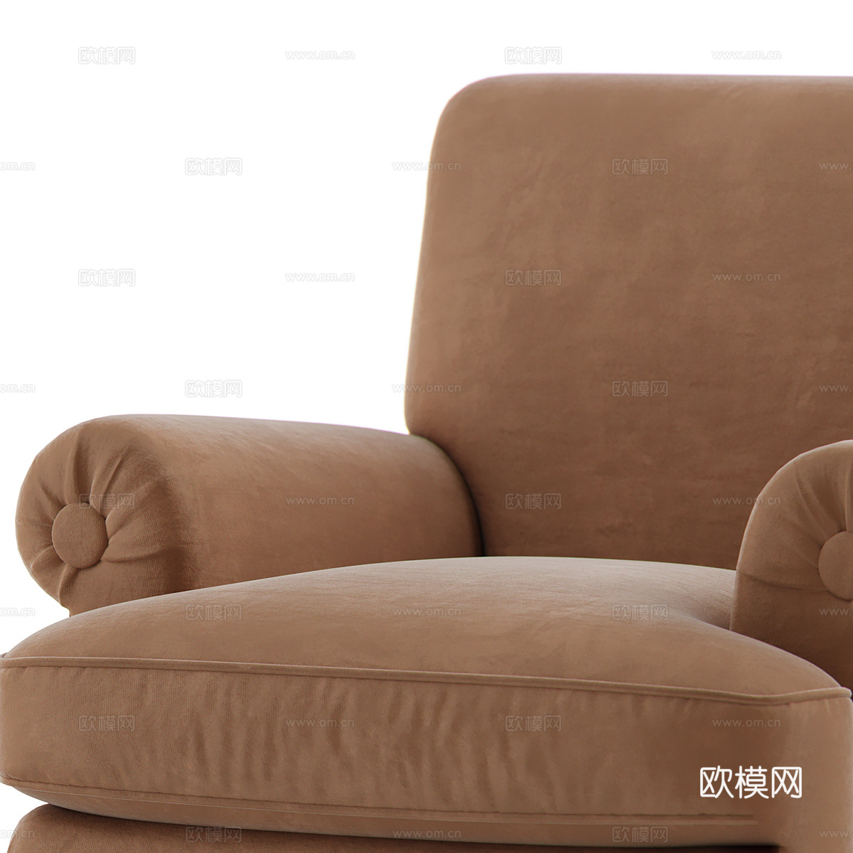 美式简约布艺沙发椅3d模型