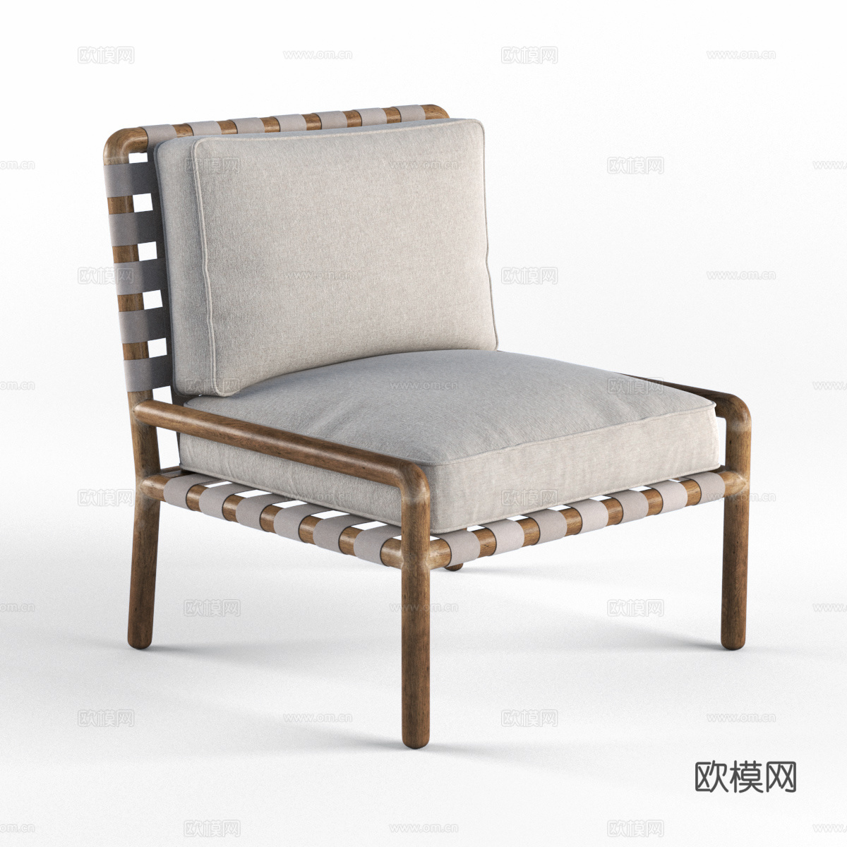 新中式藤编布艺休闲椅3d模型
