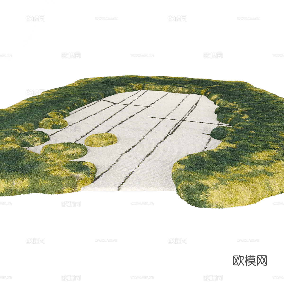 现代奶油风羊毛布艺地毯3d模型