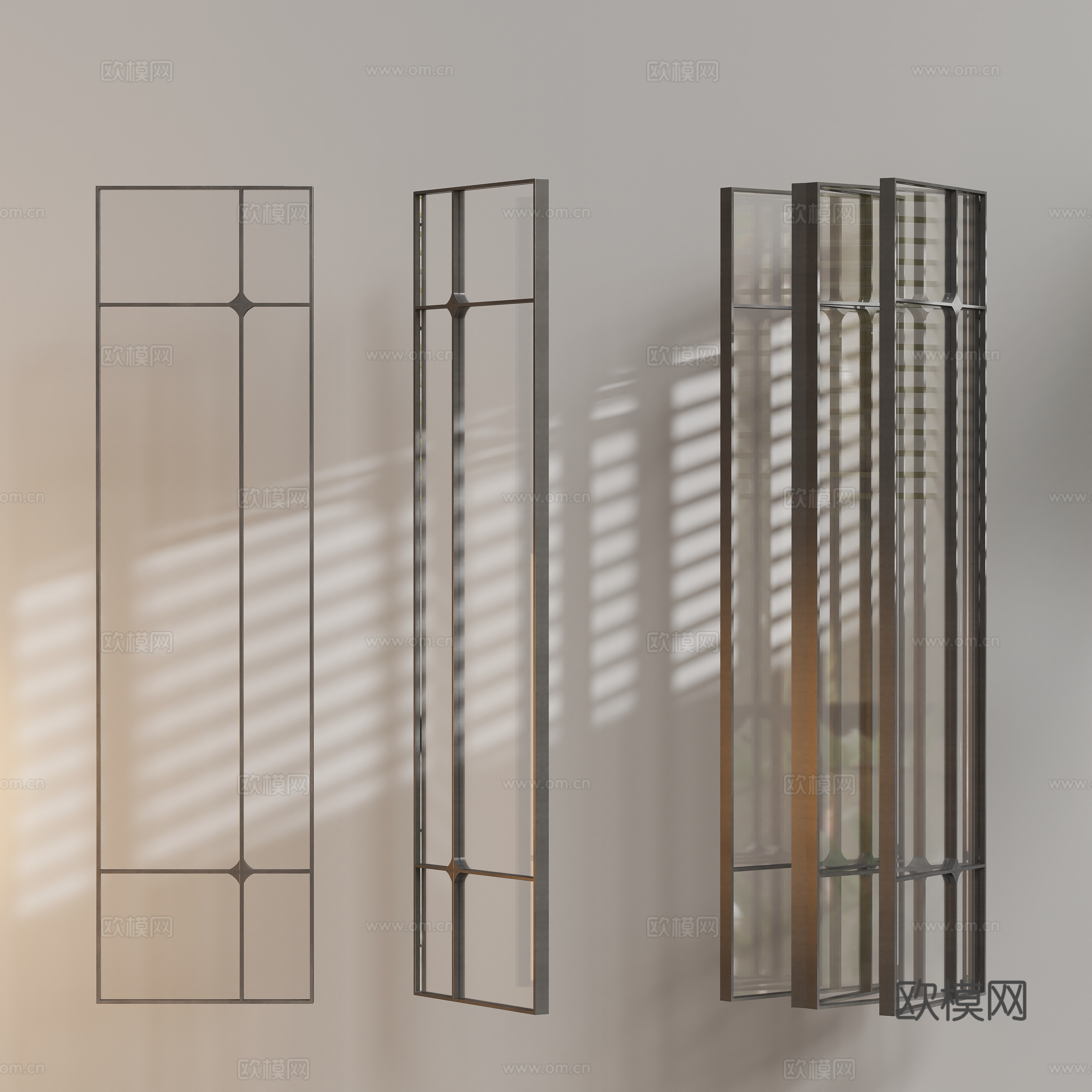现代玻璃隔断门3d模型