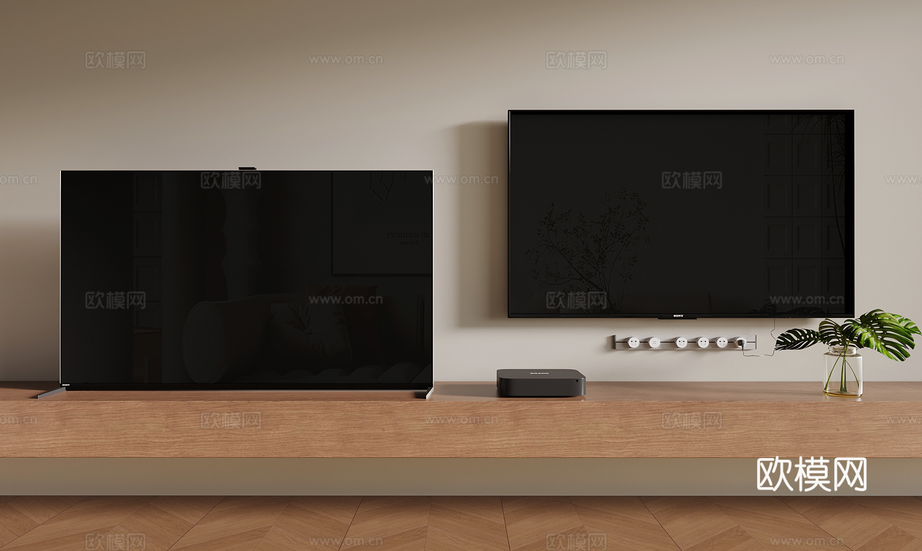 现代液晶电视 壁挂式电视 智能电视3d模型