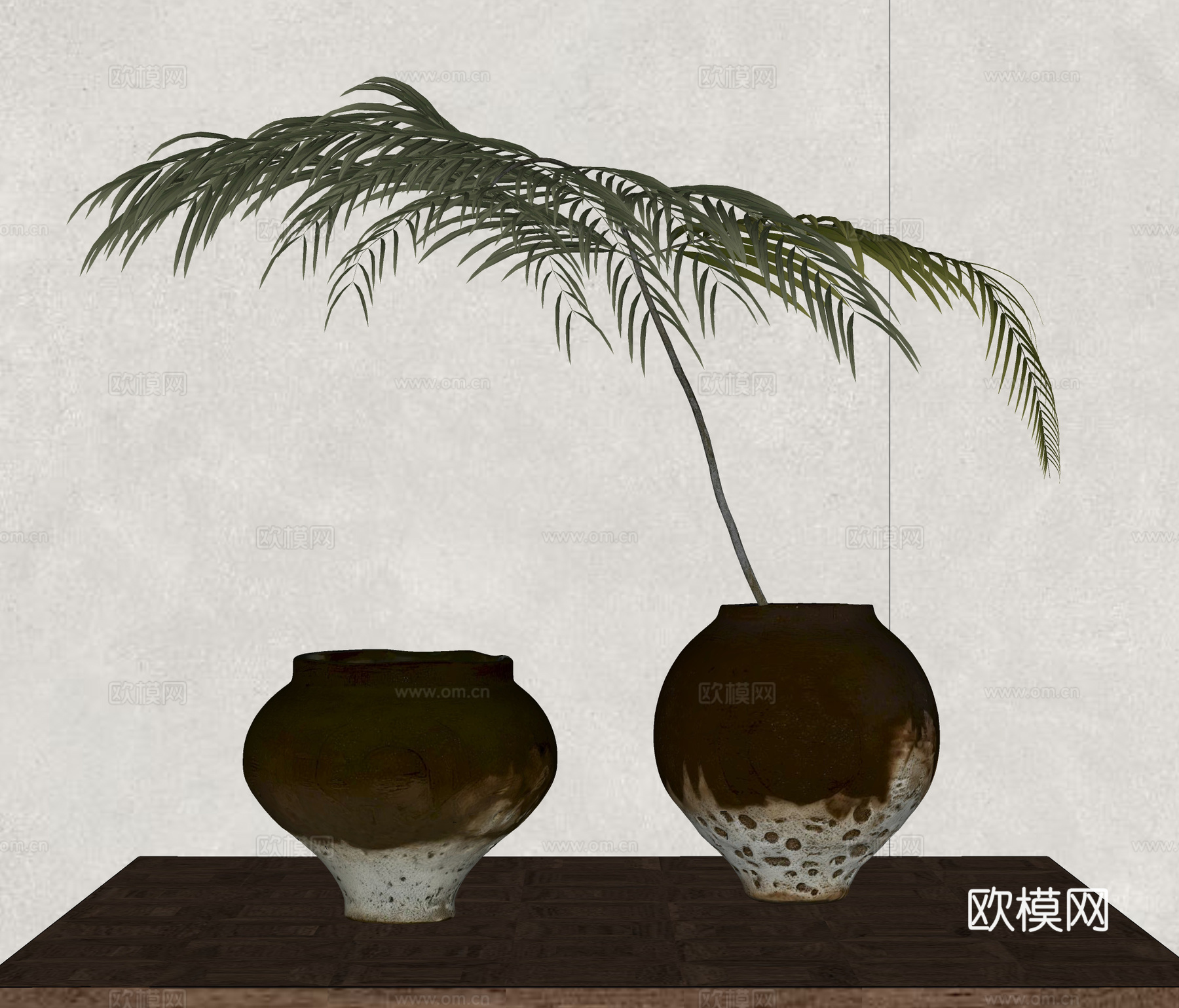 禅意柴烧陶罐花瓶摆件 罐子 绿植陶罐摆件su模型