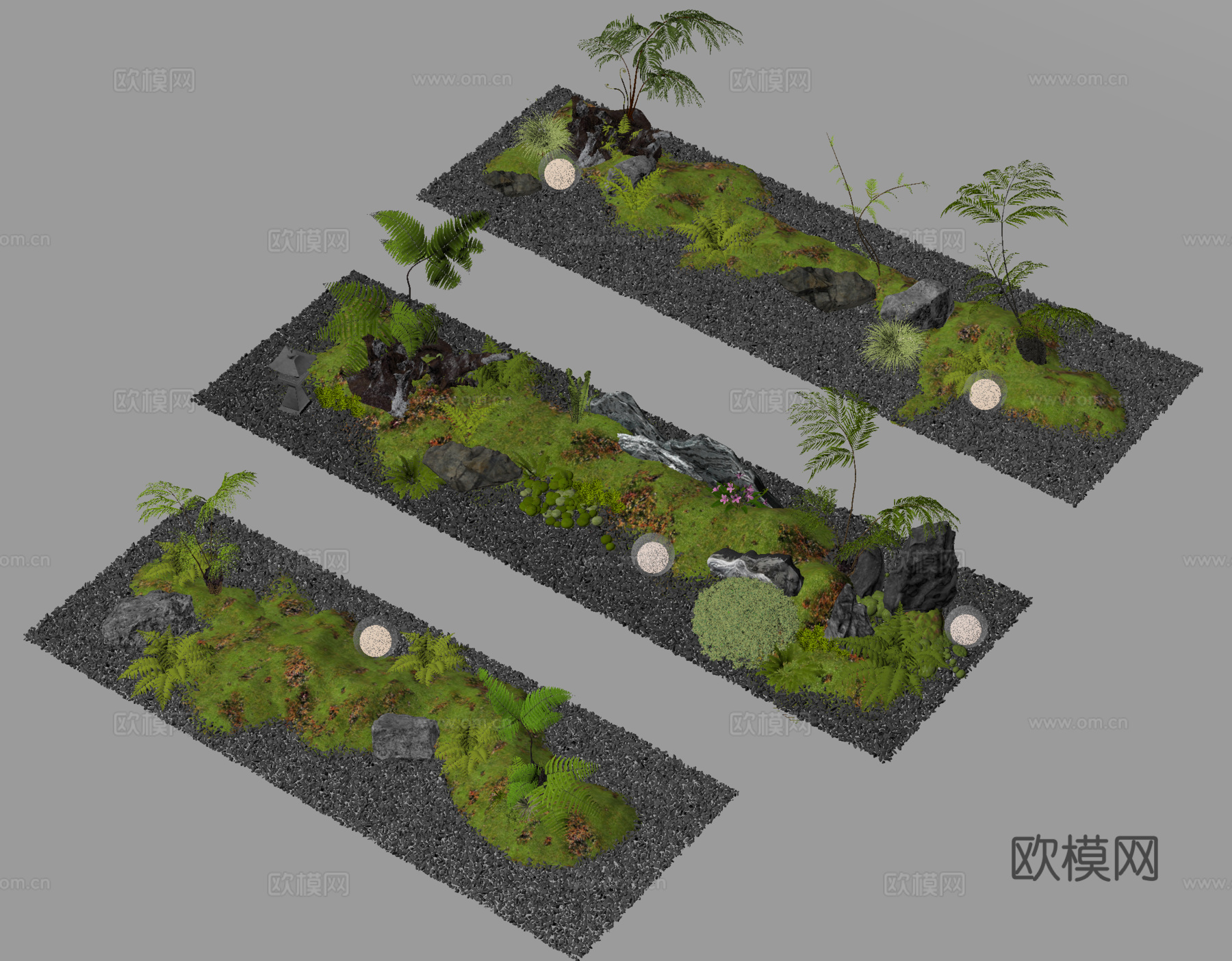 植物造景 景观小品 庭院小品su模型
