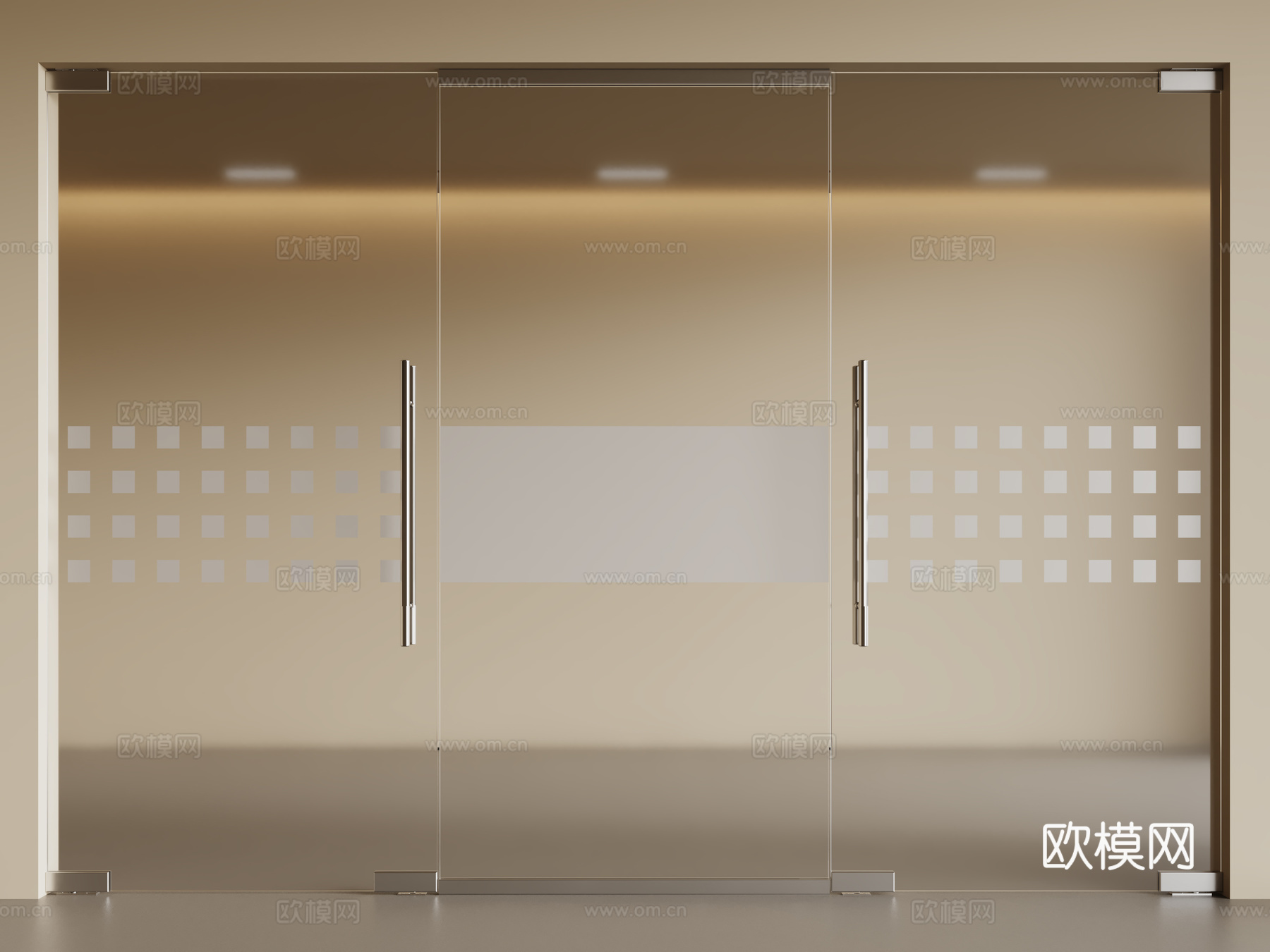 现代办公玻璃门su模型