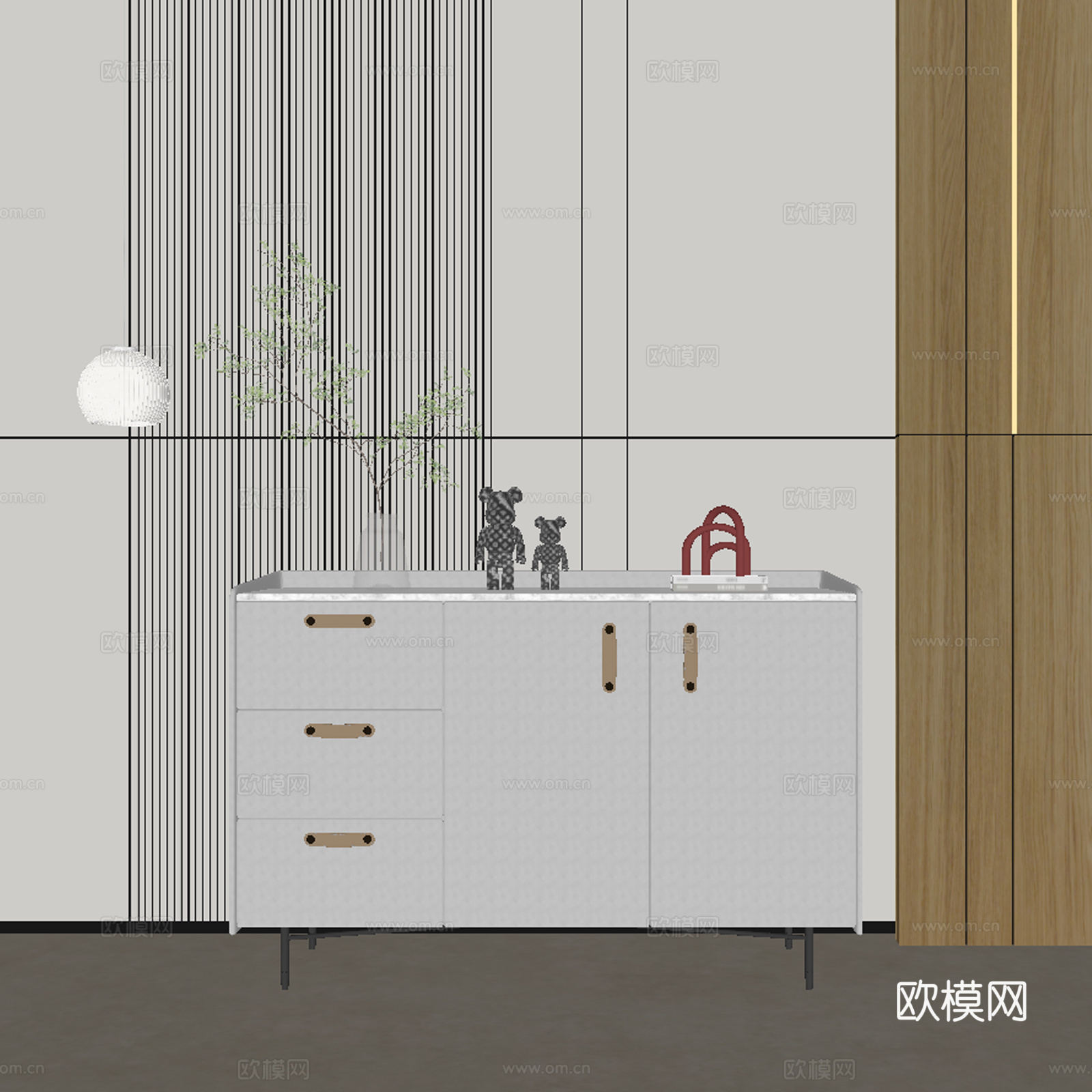 现代餐边柜 储物柜su模型