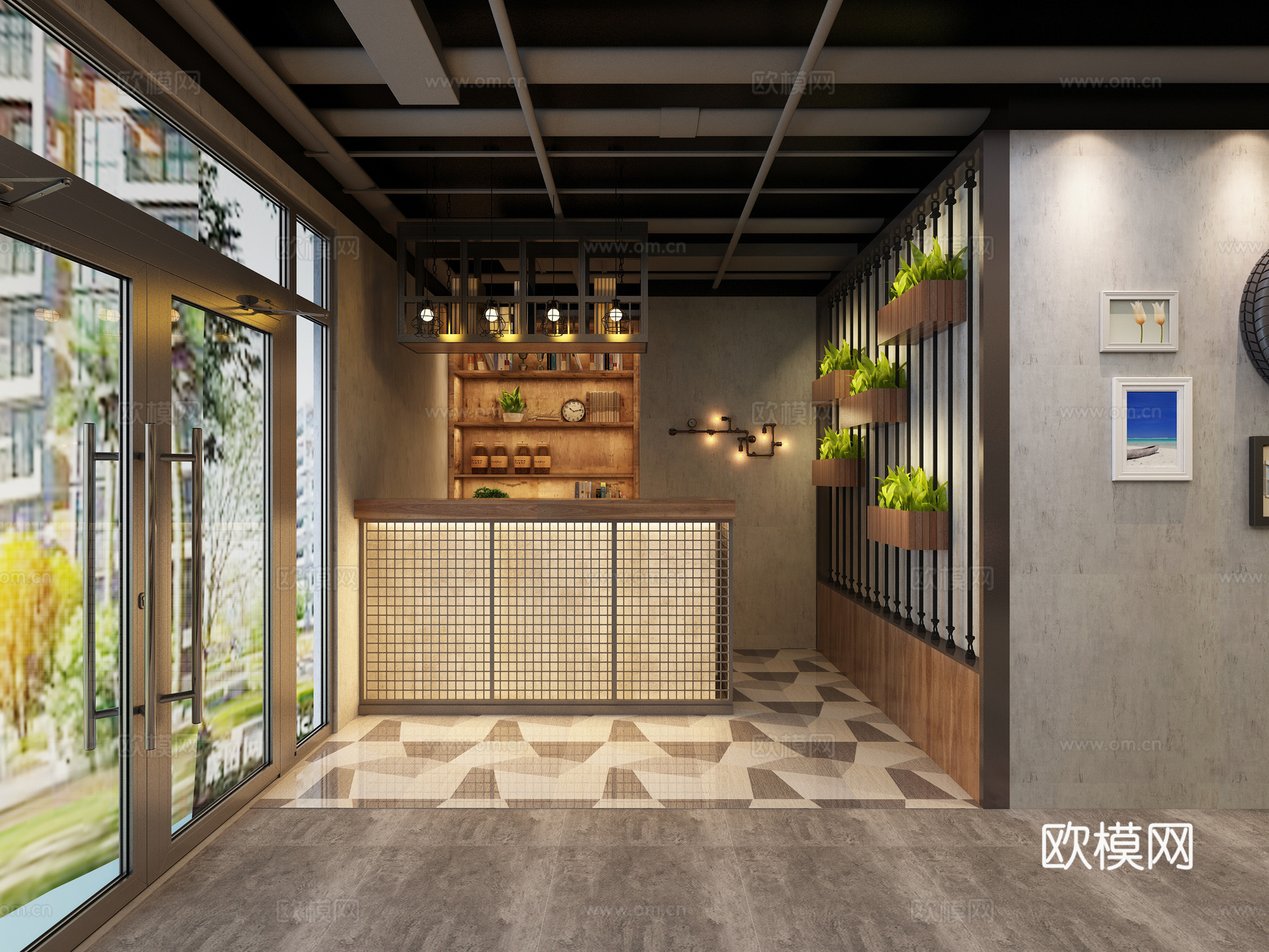 工业风主题餐厅3d模型