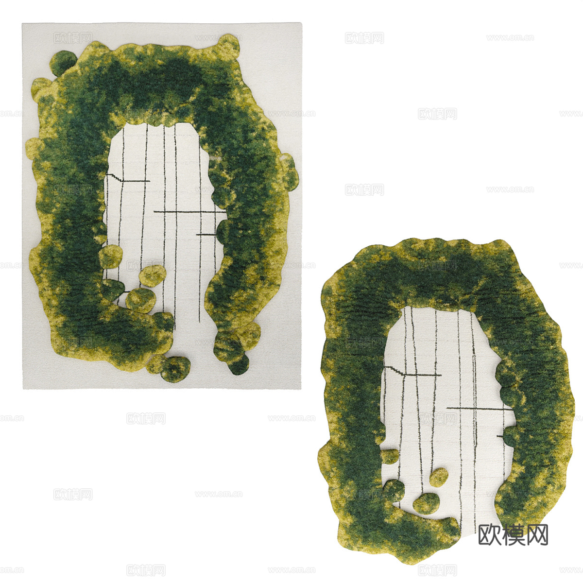 现代奶油风羊毛布艺地毯3d模型