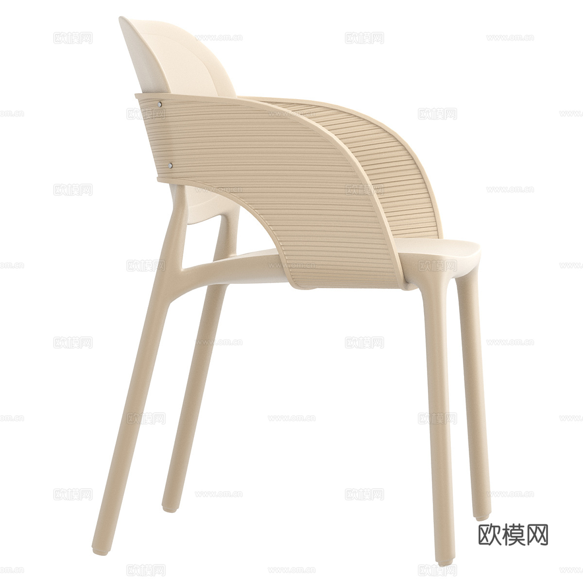 现代奶油风藤编布艺单椅3d模型