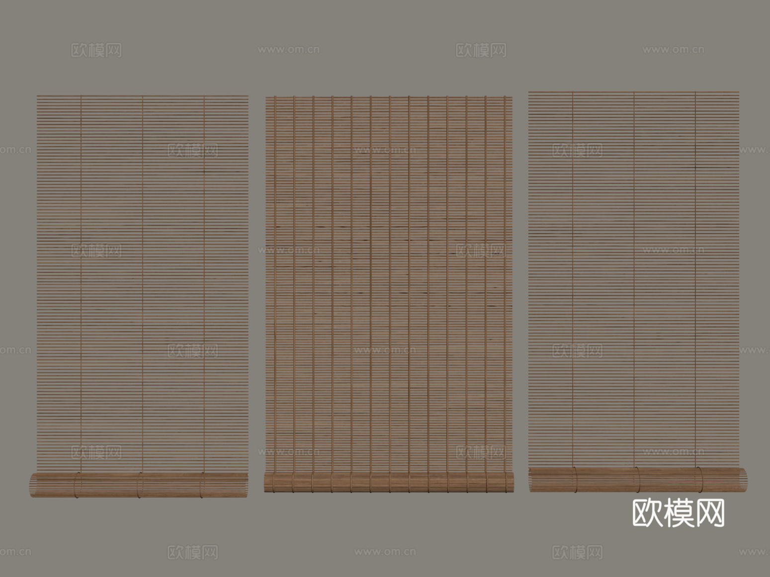 新中式卷帘 竹帘su模型