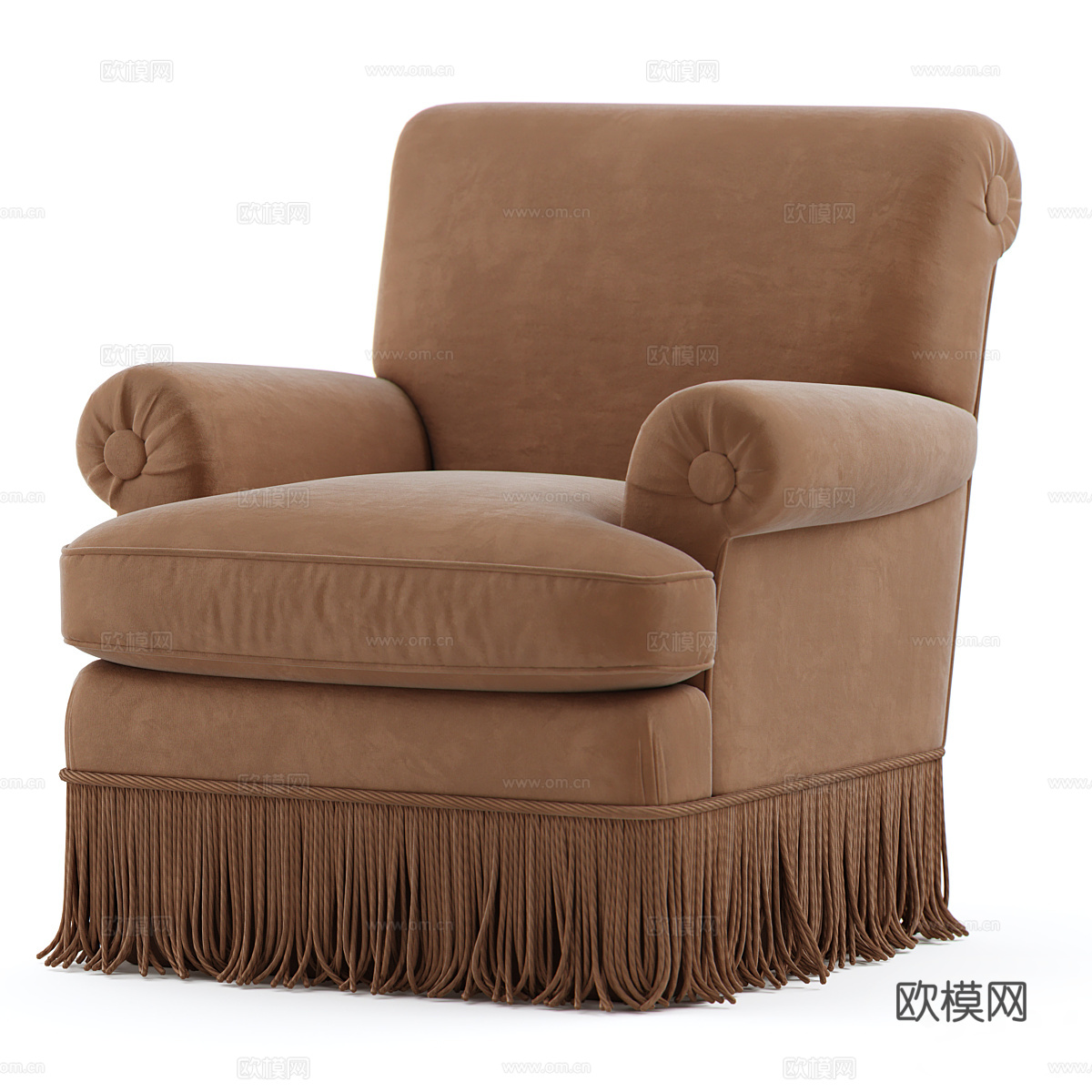 美式简约布艺沙发椅3d模型