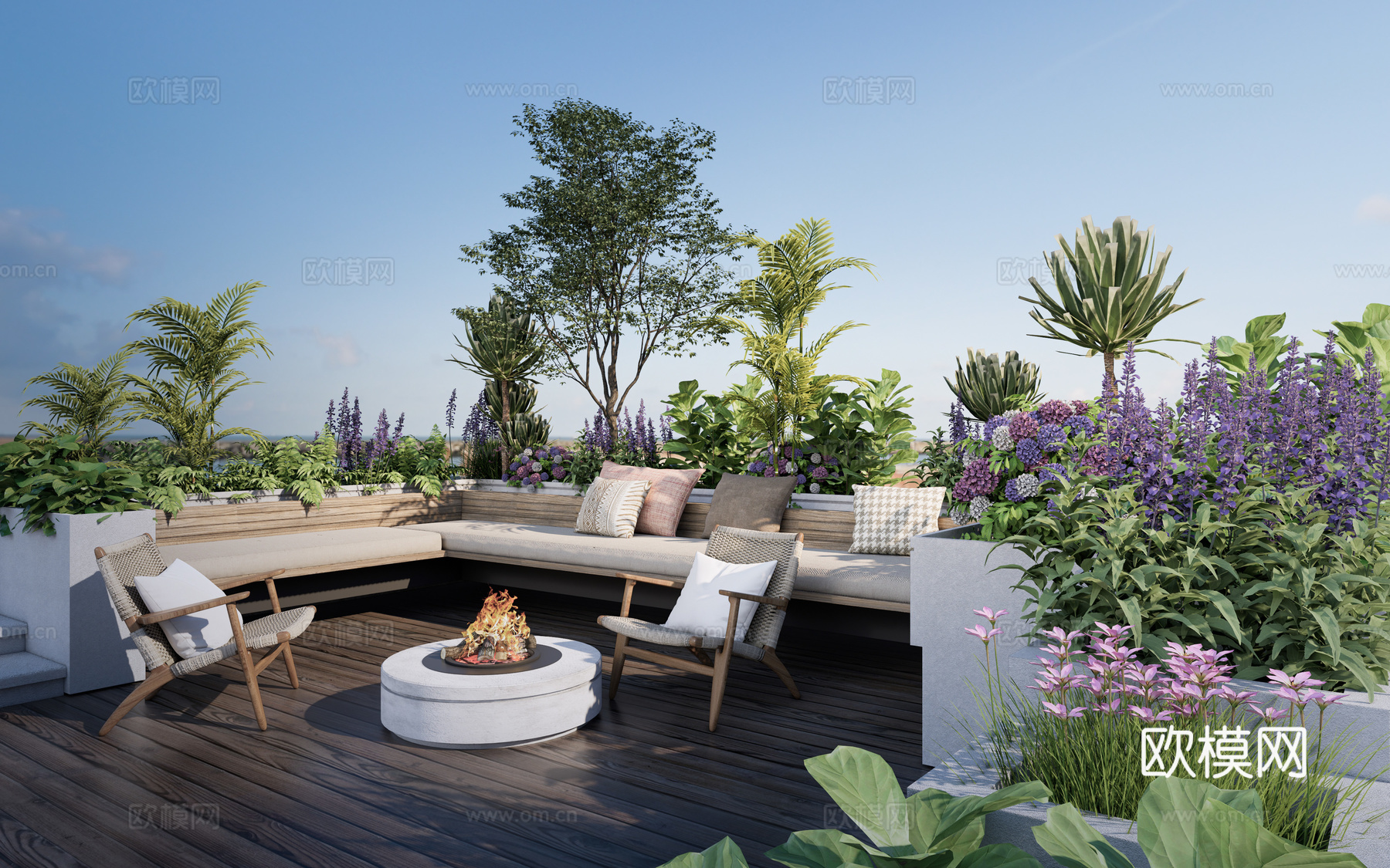 庭院花园 屋顶花园su模型