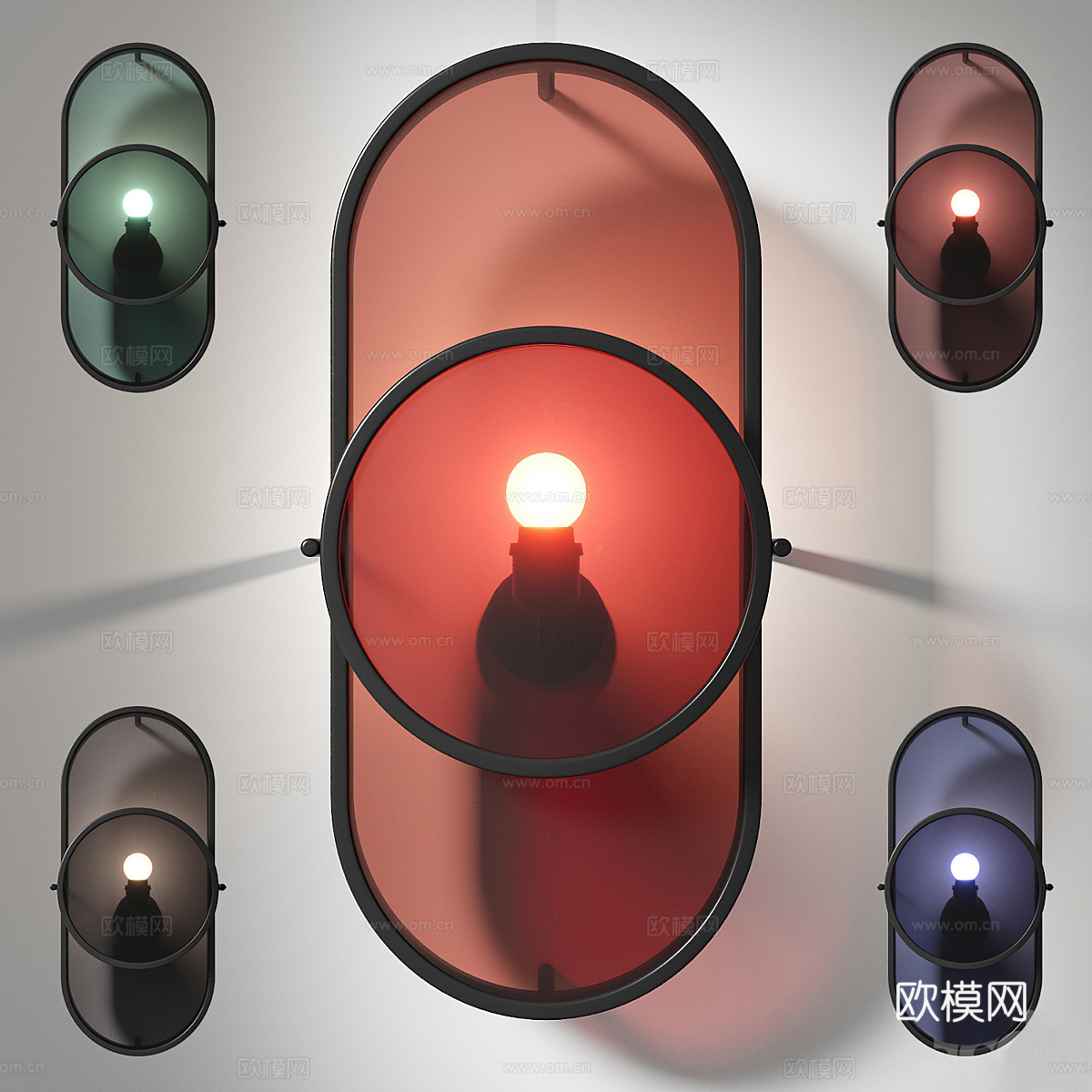 现代意式极简彩色玻璃装饰壁灯3d模型
