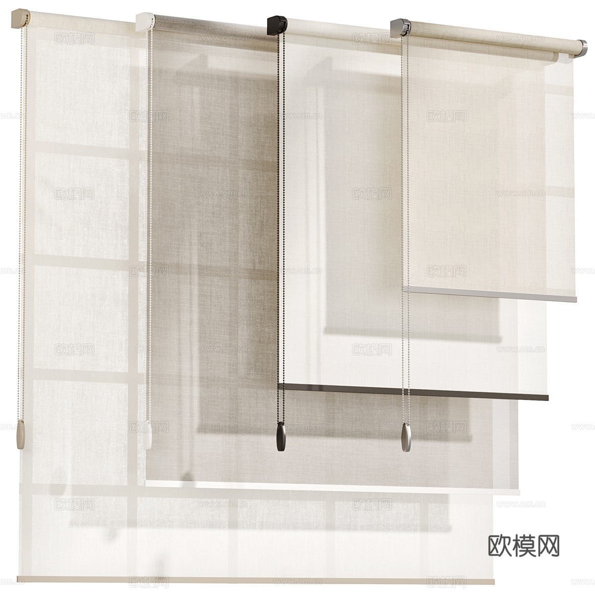 现代意式极简布艺卷帘3d模型