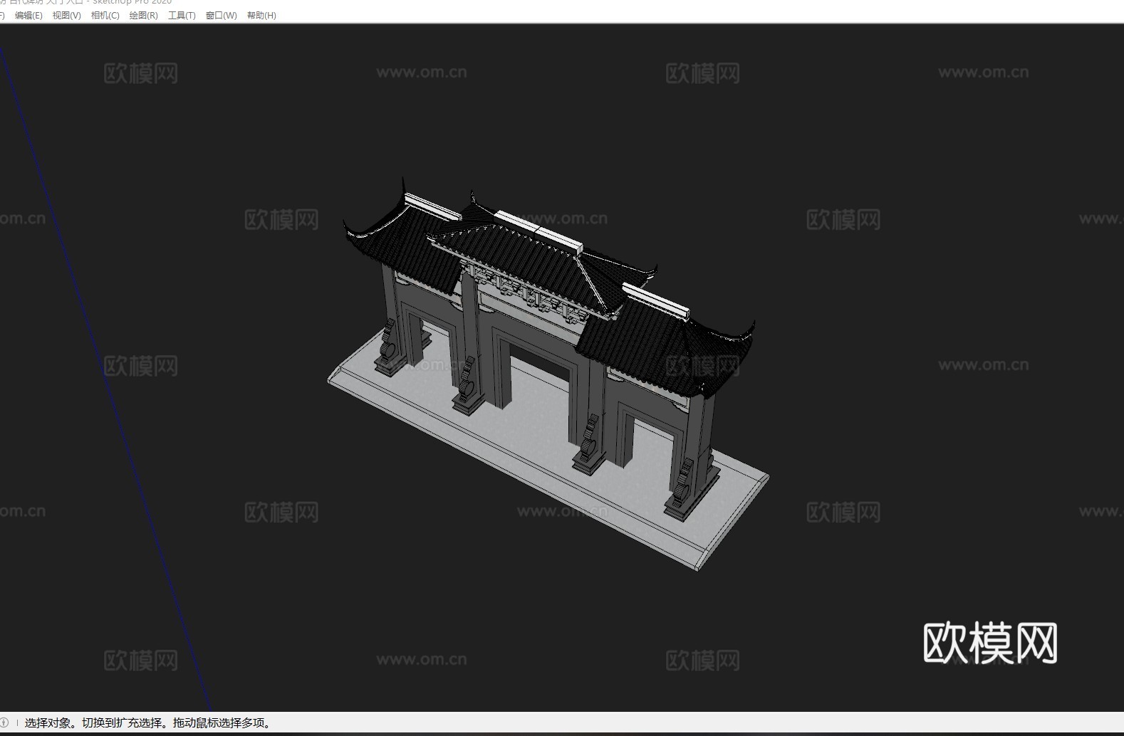 牌坊 古代牌坊 大门 入口su模型