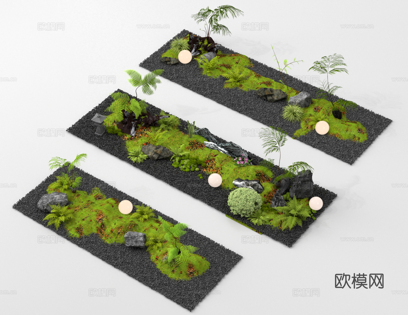 植物造景 景观小品 庭院小品su模型