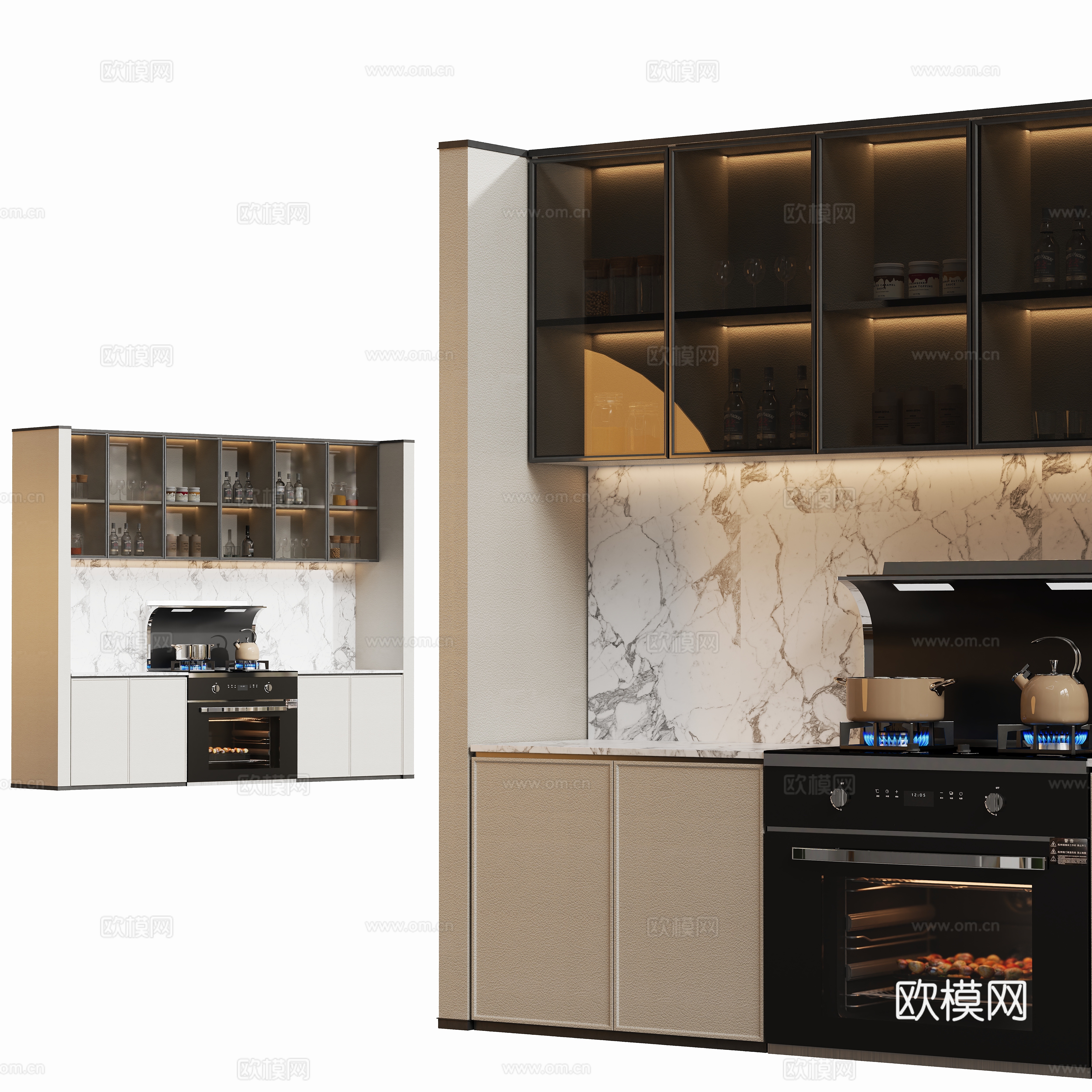 现代厨房橱柜灶台3d模型