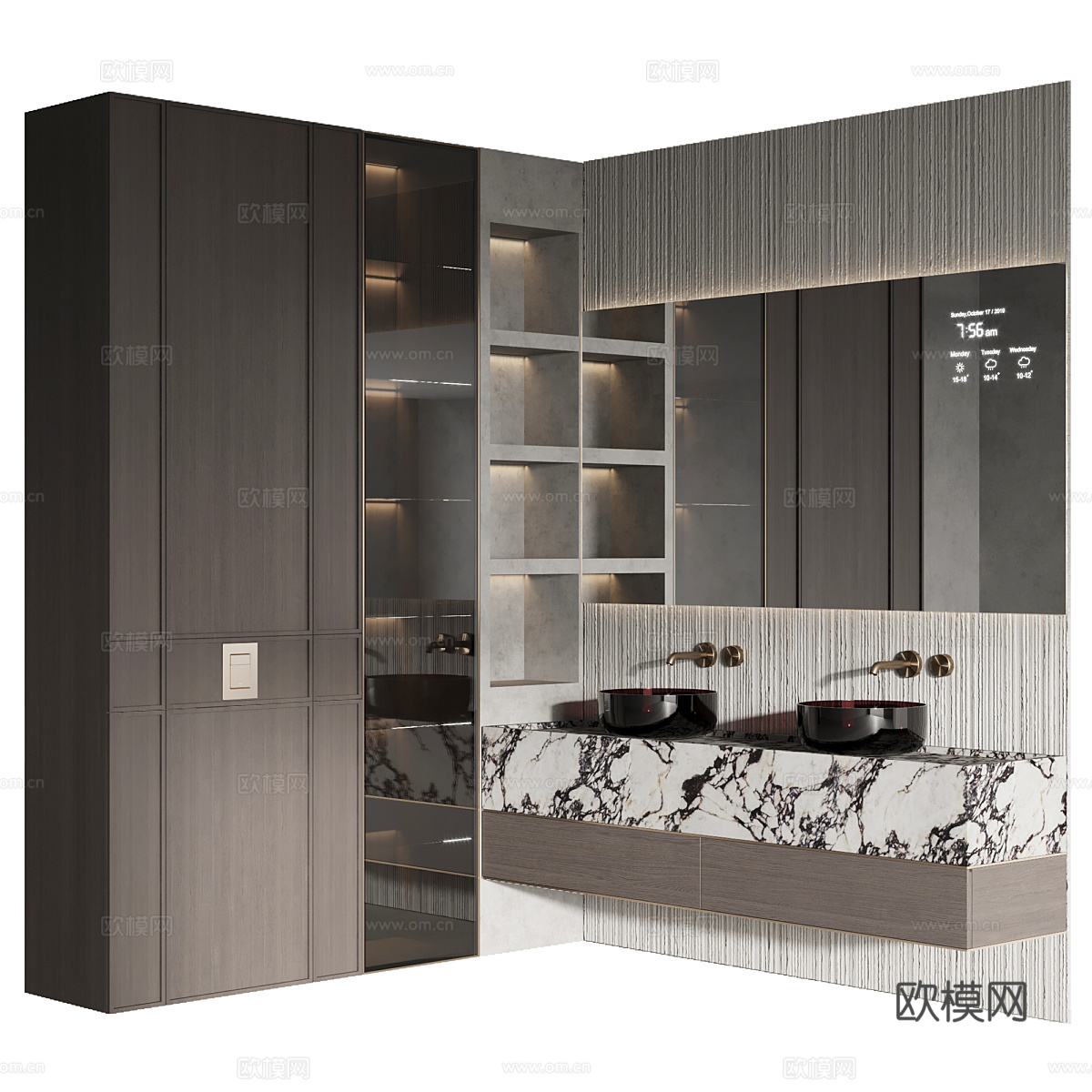 现代意式轻奢浴室柜 台盆柜3d模型