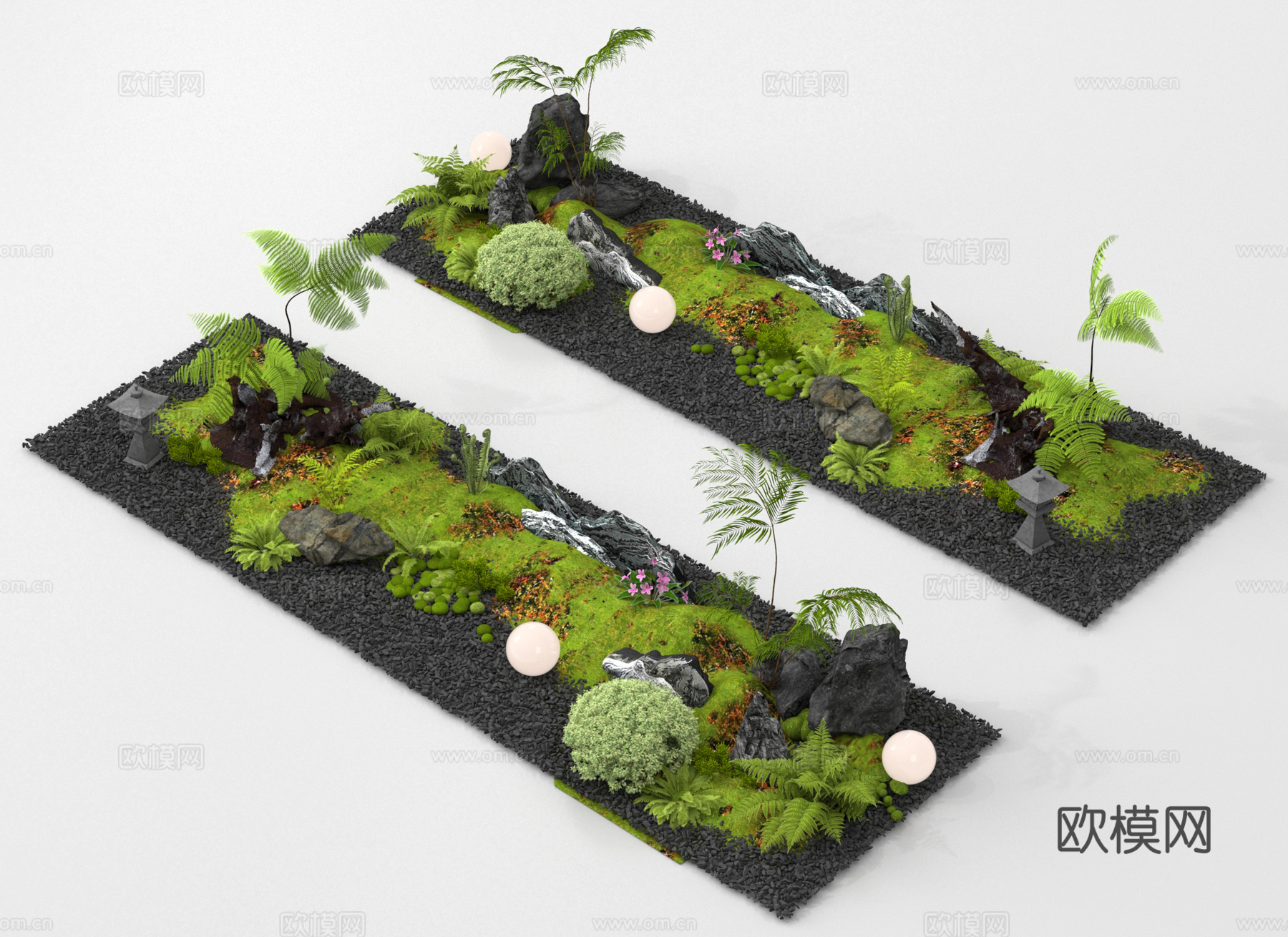 植物造景 景观小品 庭院小品su模型