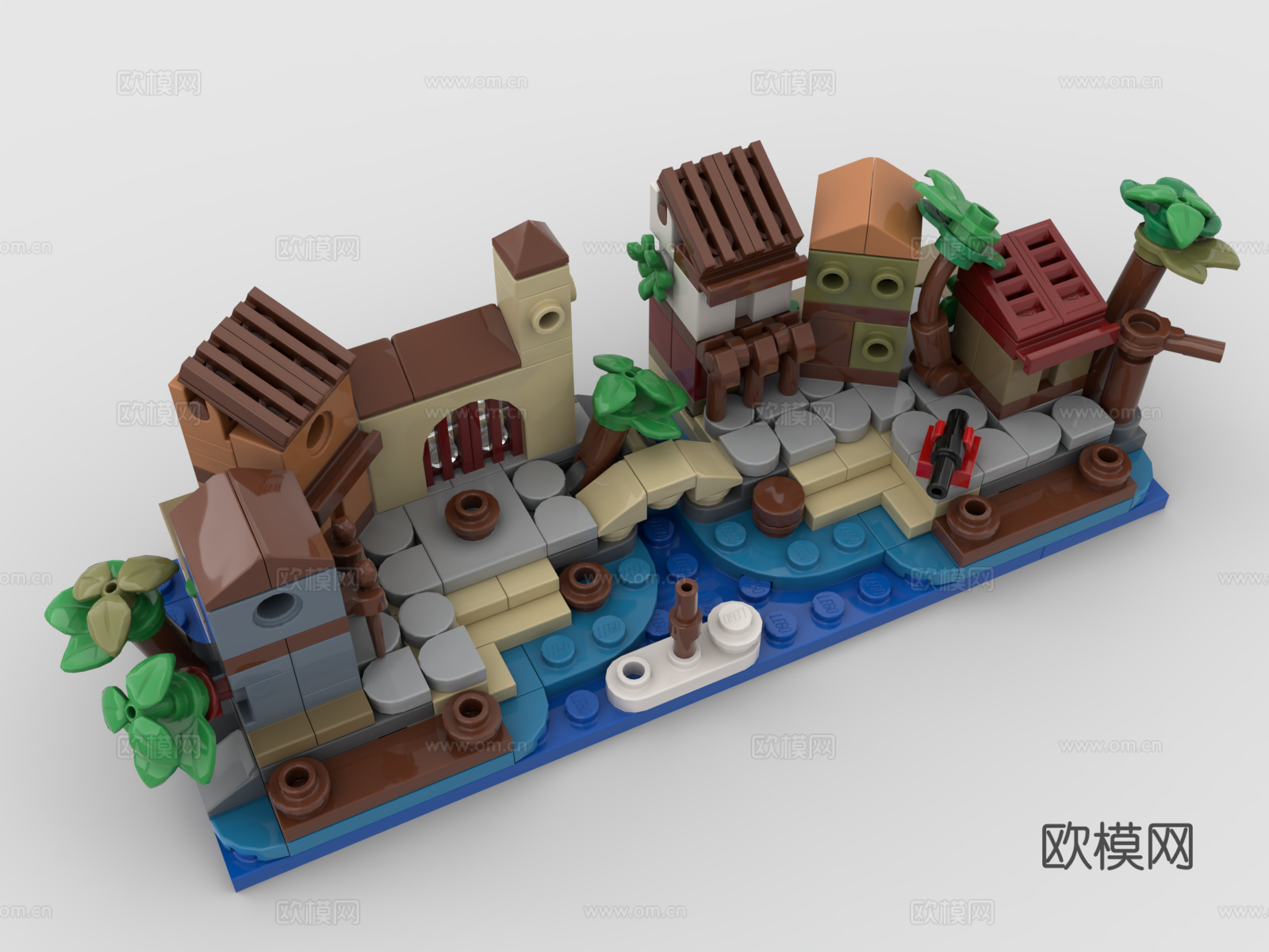 乐高 LEGO 玩具 卡通村庄 水城 威尼斯3d模型