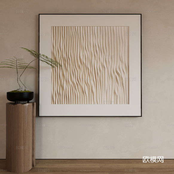 现代侘寂挂画 油画3d模型下载