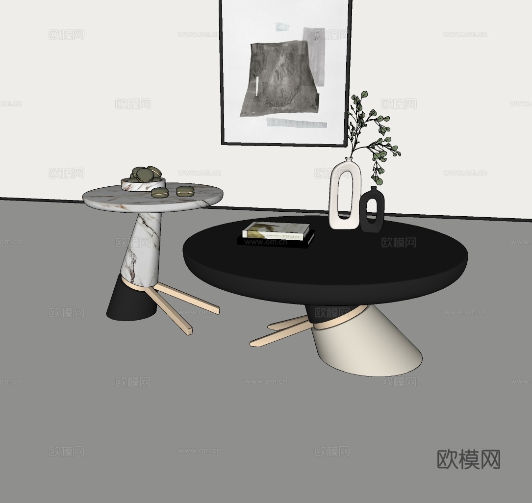 意式茶几组合 圆形茶几组合 轻奢茶几组合 极简茶几组合 现代su模型