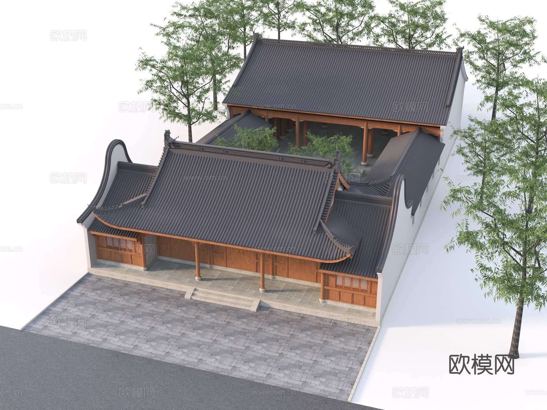 中式古建 寺庙 祠堂祖祠 宗祠 观音兜3d模型