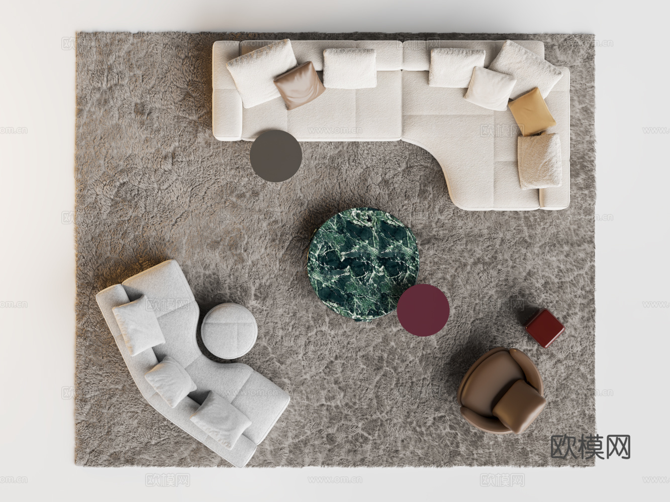Minotti Yves沙发茶几组合  转角沙发 沙发椅3d模型
