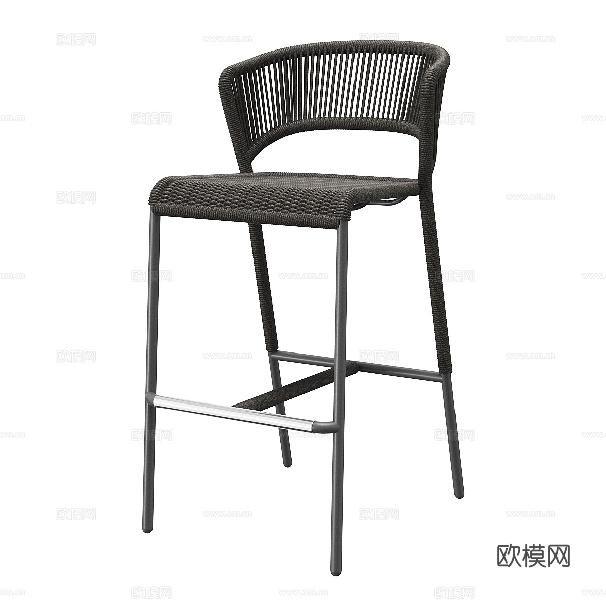 现代意式藤编吧台椅3d模型