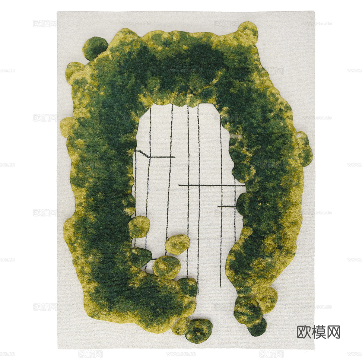 现代奶油风羊毛布艺地毯3d模型