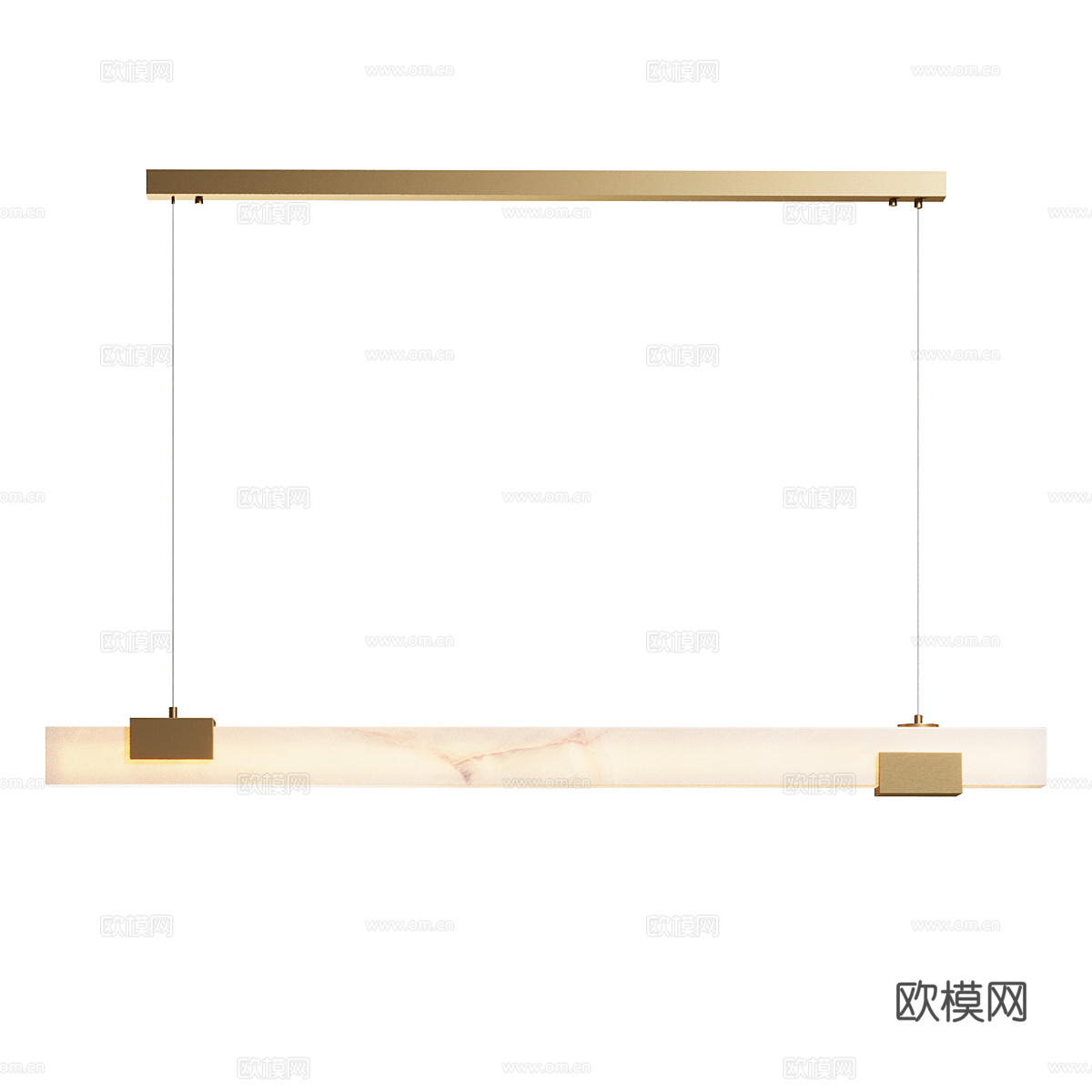 现代轻奢透光石长条吊灯3d模型