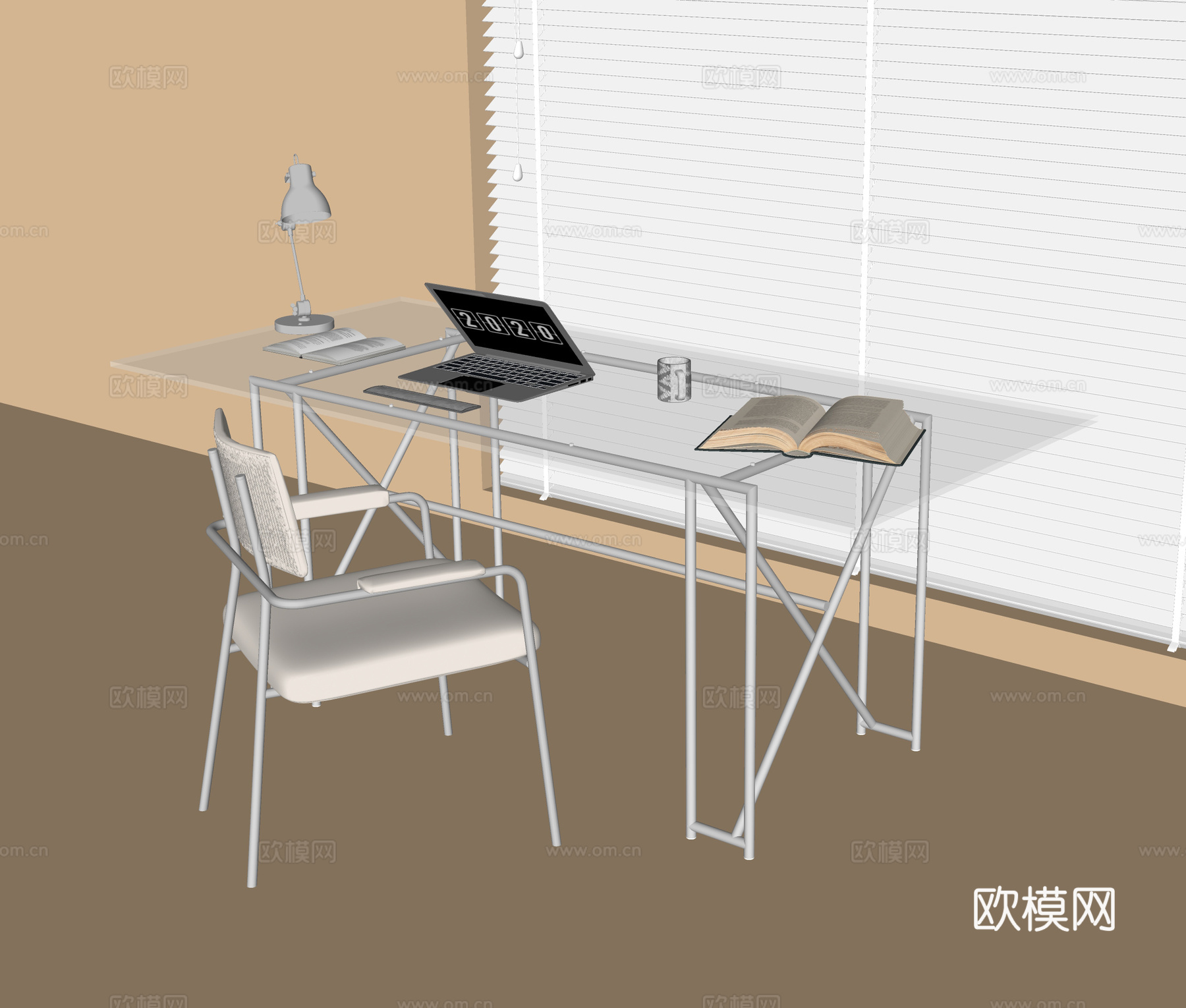 现代书桌椅 书桌su模型