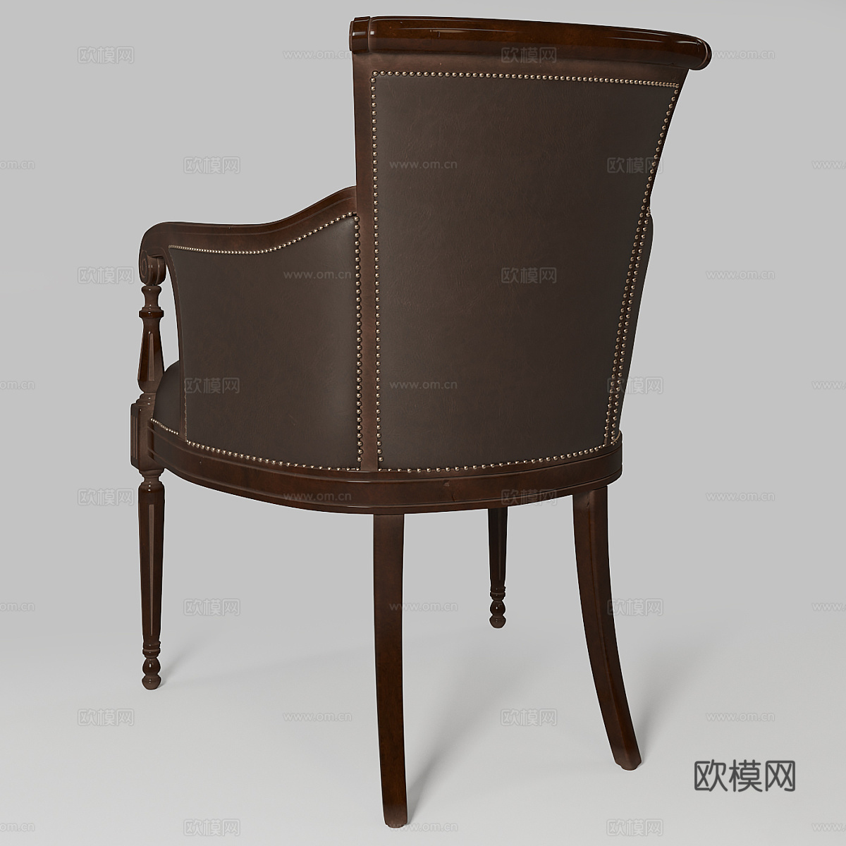 美式复古皮革木质椅子3d模型