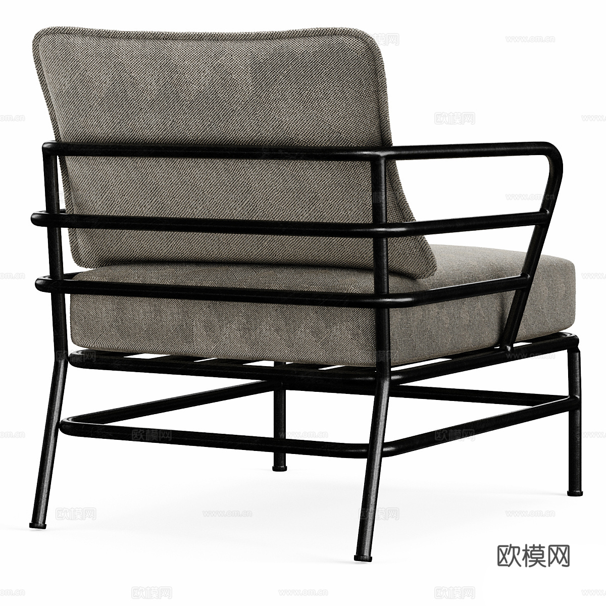 现代意式不锈钢布艺扶手椅3d模型
