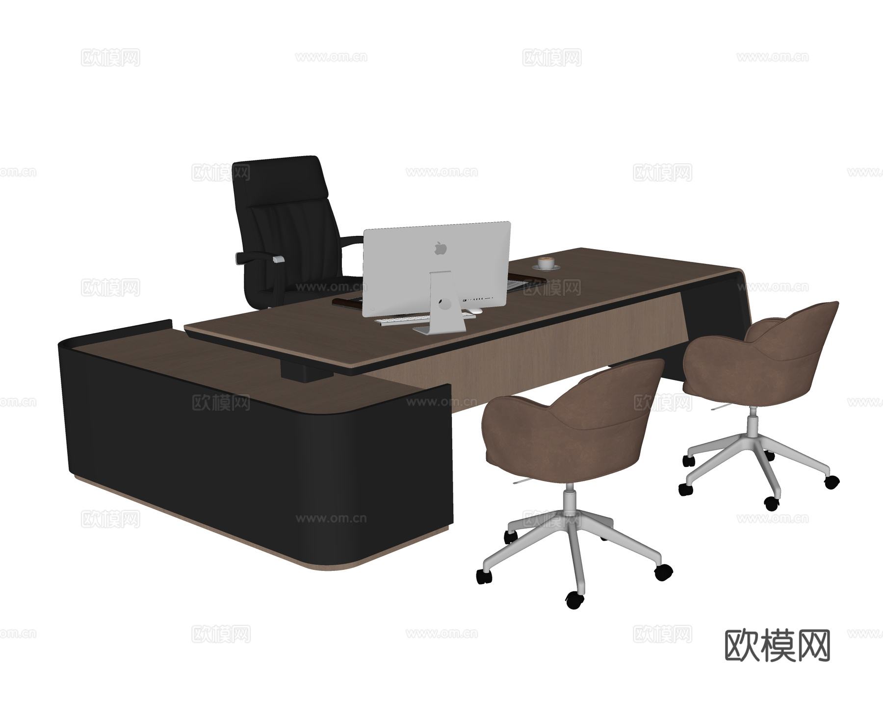 现代老板办公桌椅 办公椅 班台桌椅su模型