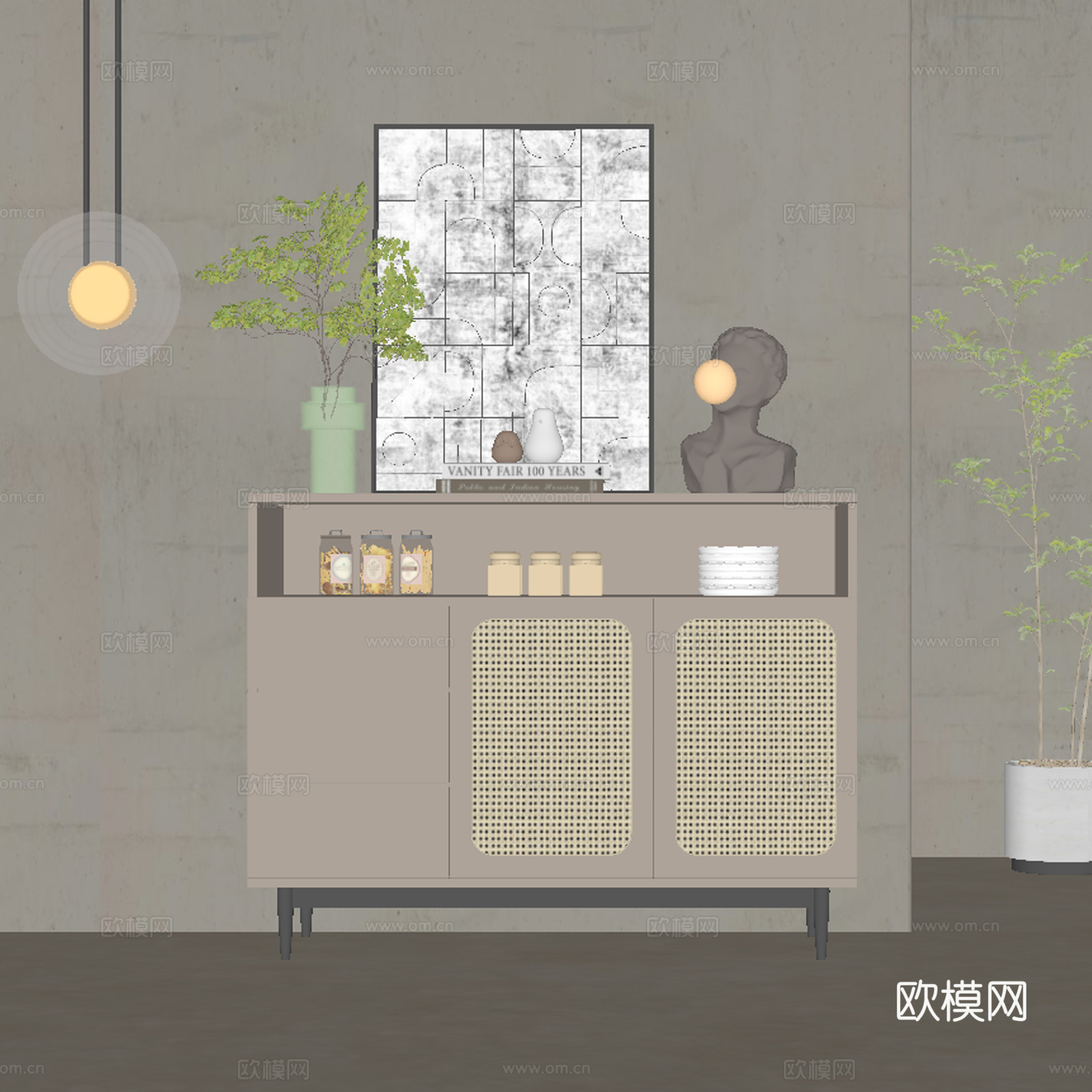 现代餐边柜 储物柜su模型