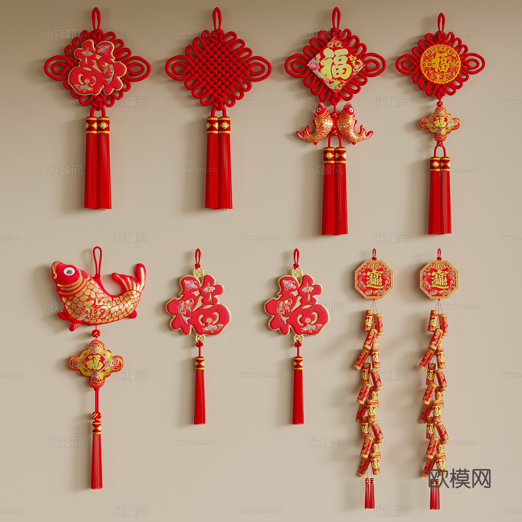 灯笼 现代过年挂饰 红灯笼3d模型