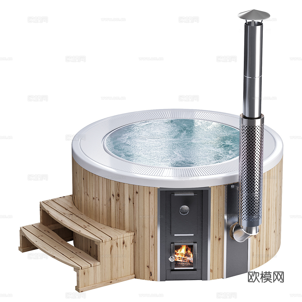 现代圆形浴池 泡池3d模型