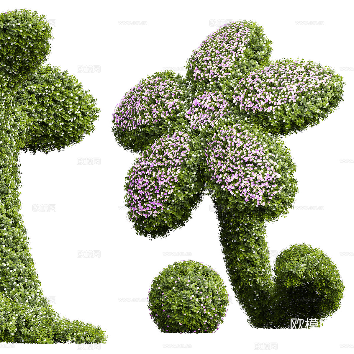现代修剪花瓣灌木3d模型