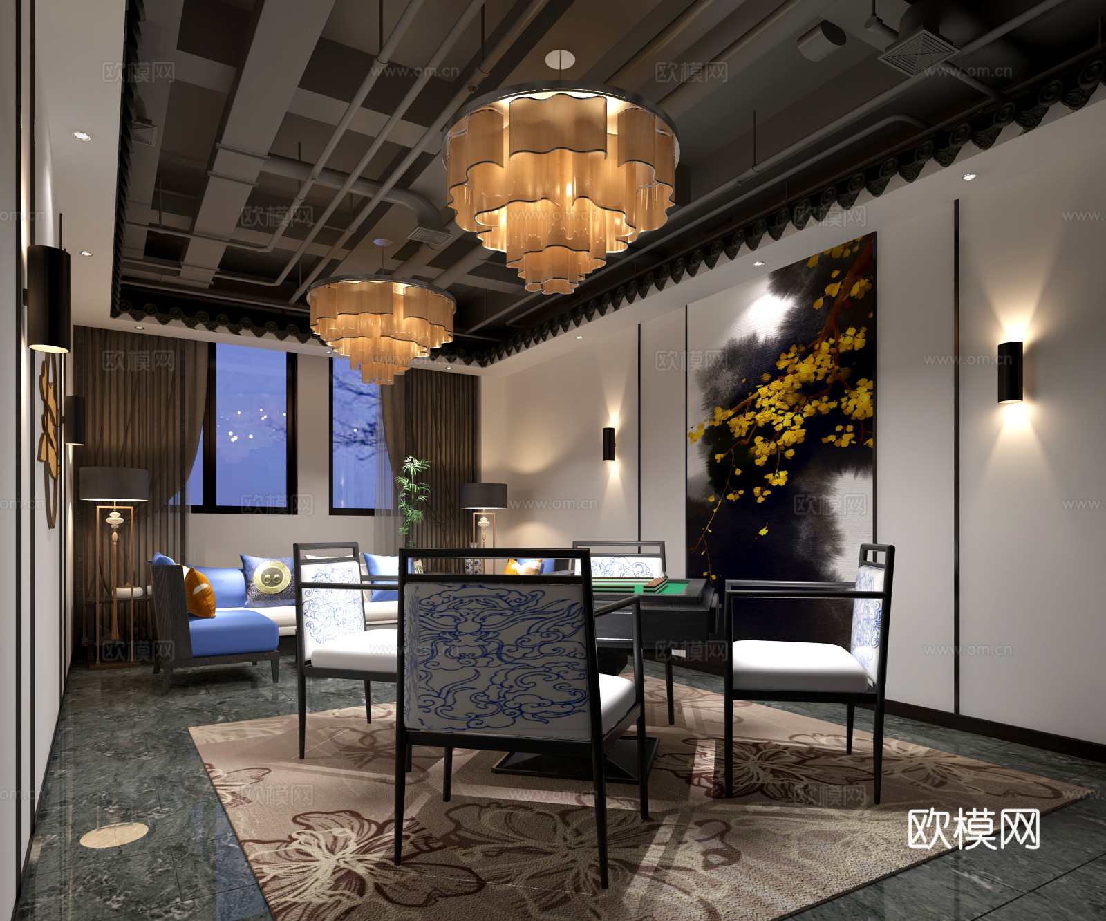 新中式酒店 包厢雅间3d模型
