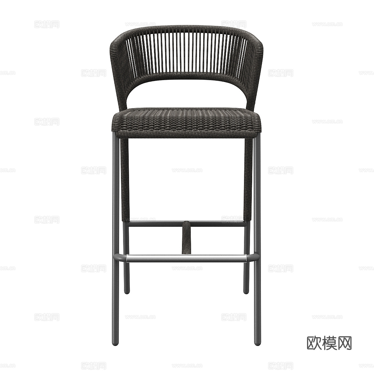 现代意式藤编吧台椅3d模型