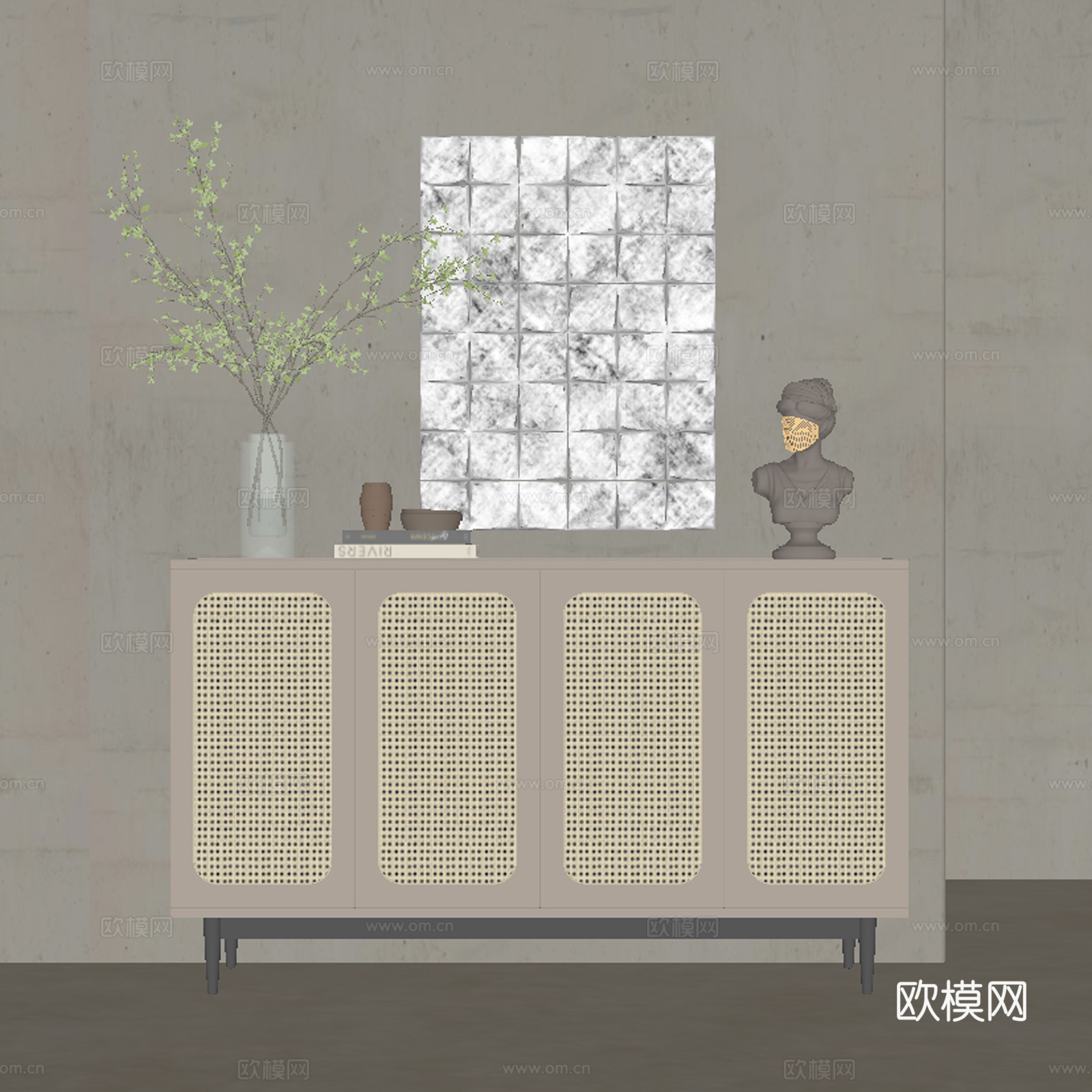 现代餐边柜 储物柜su模型