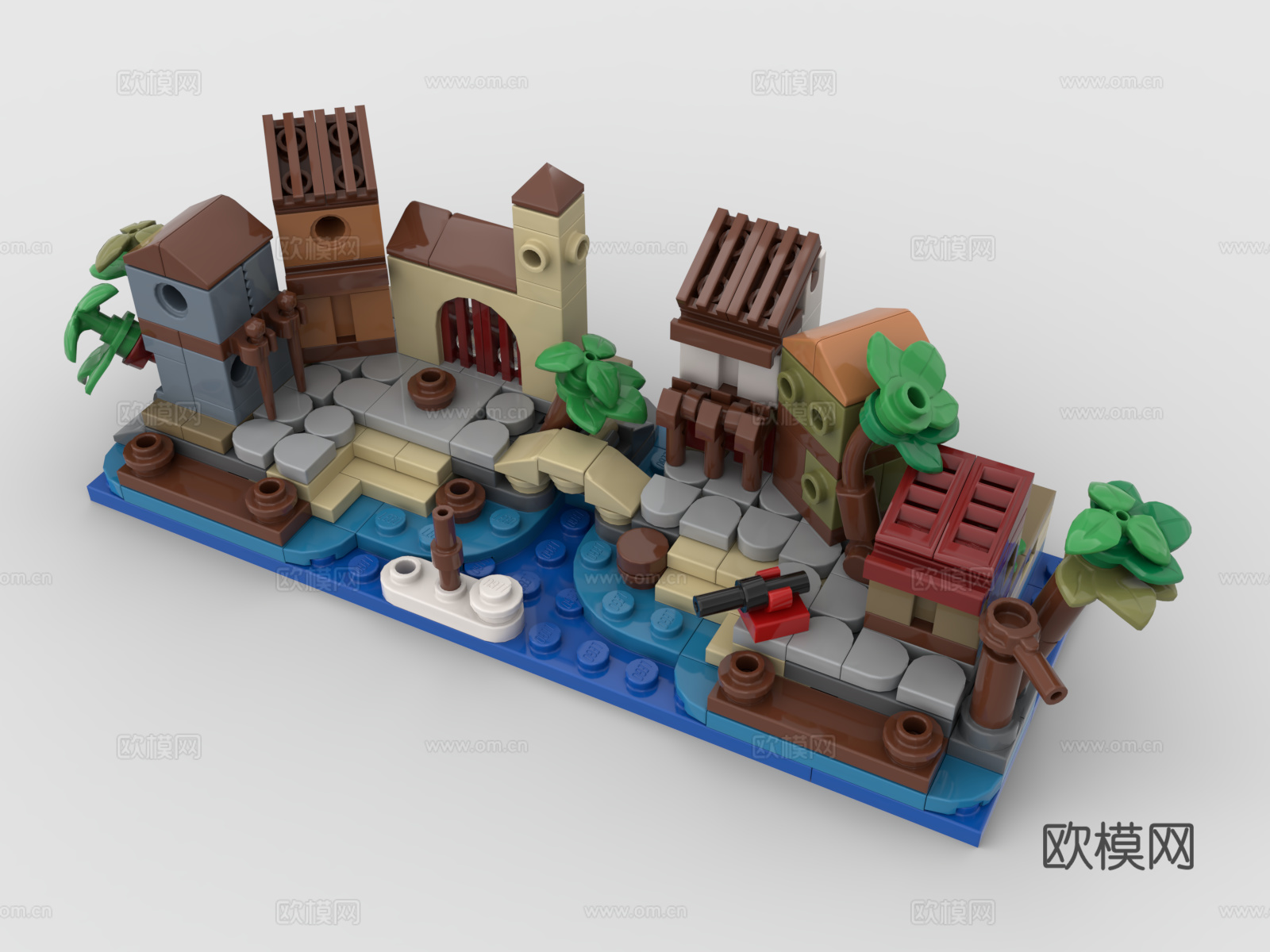 乐高 LEGO 玩具 卡通村庄 水城 威尼斯3d模型