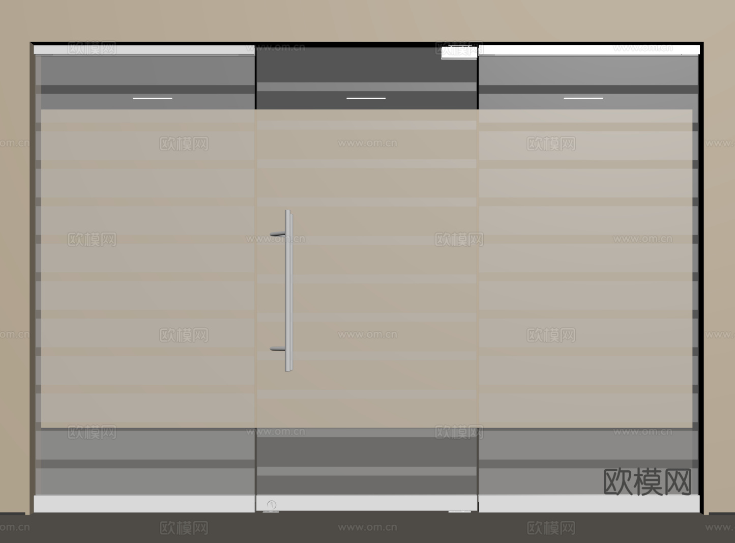 现代办公玻璃门su模型