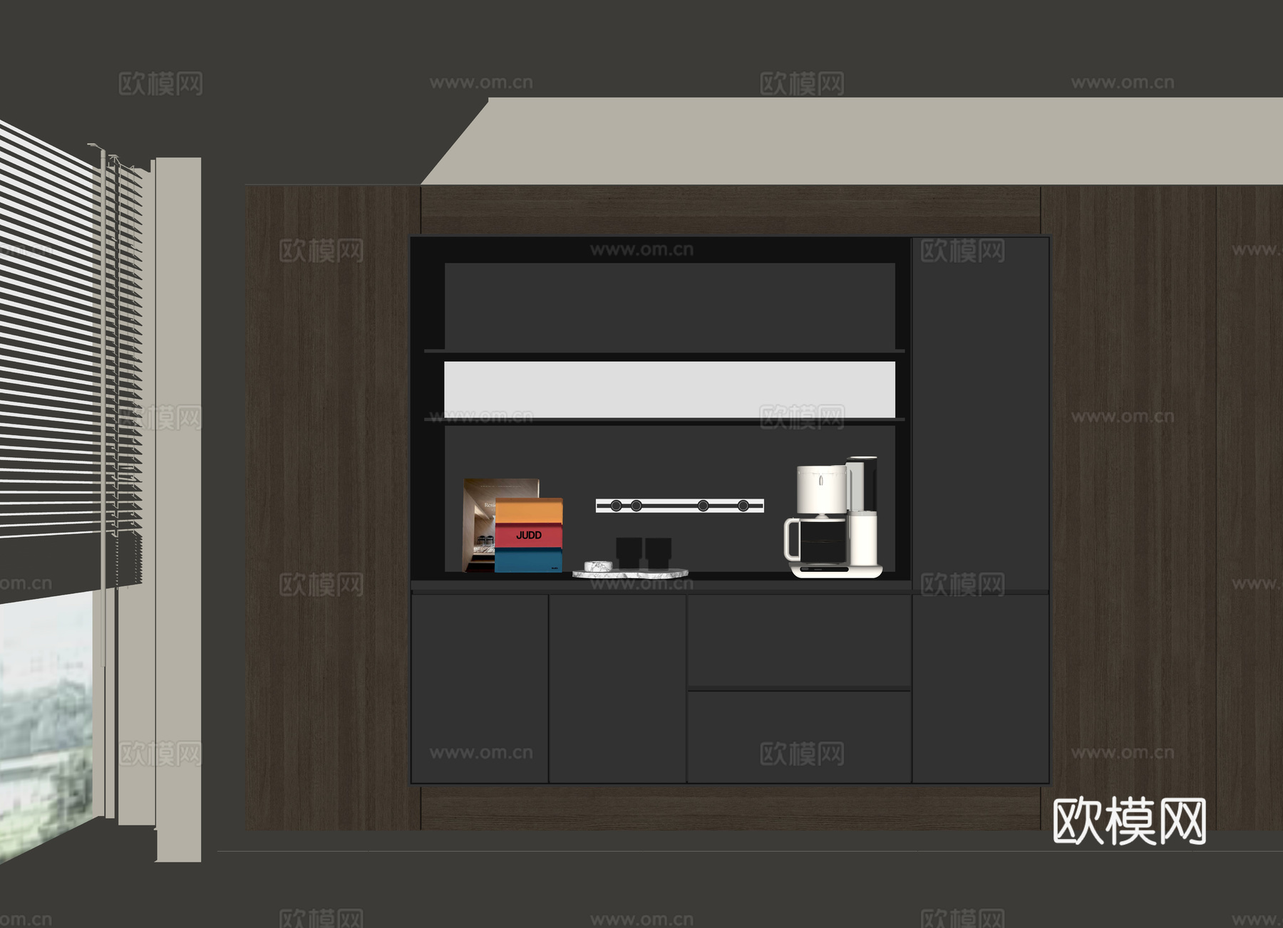 现代酒柜餐边柜su模型下载（渲染图2）