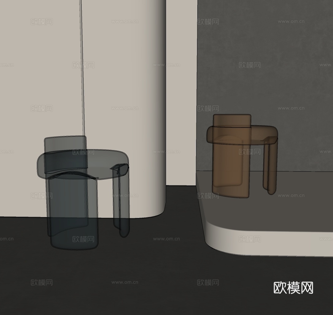 现代亚克力凳子 透明换鞋凳 简约矮凳su模型