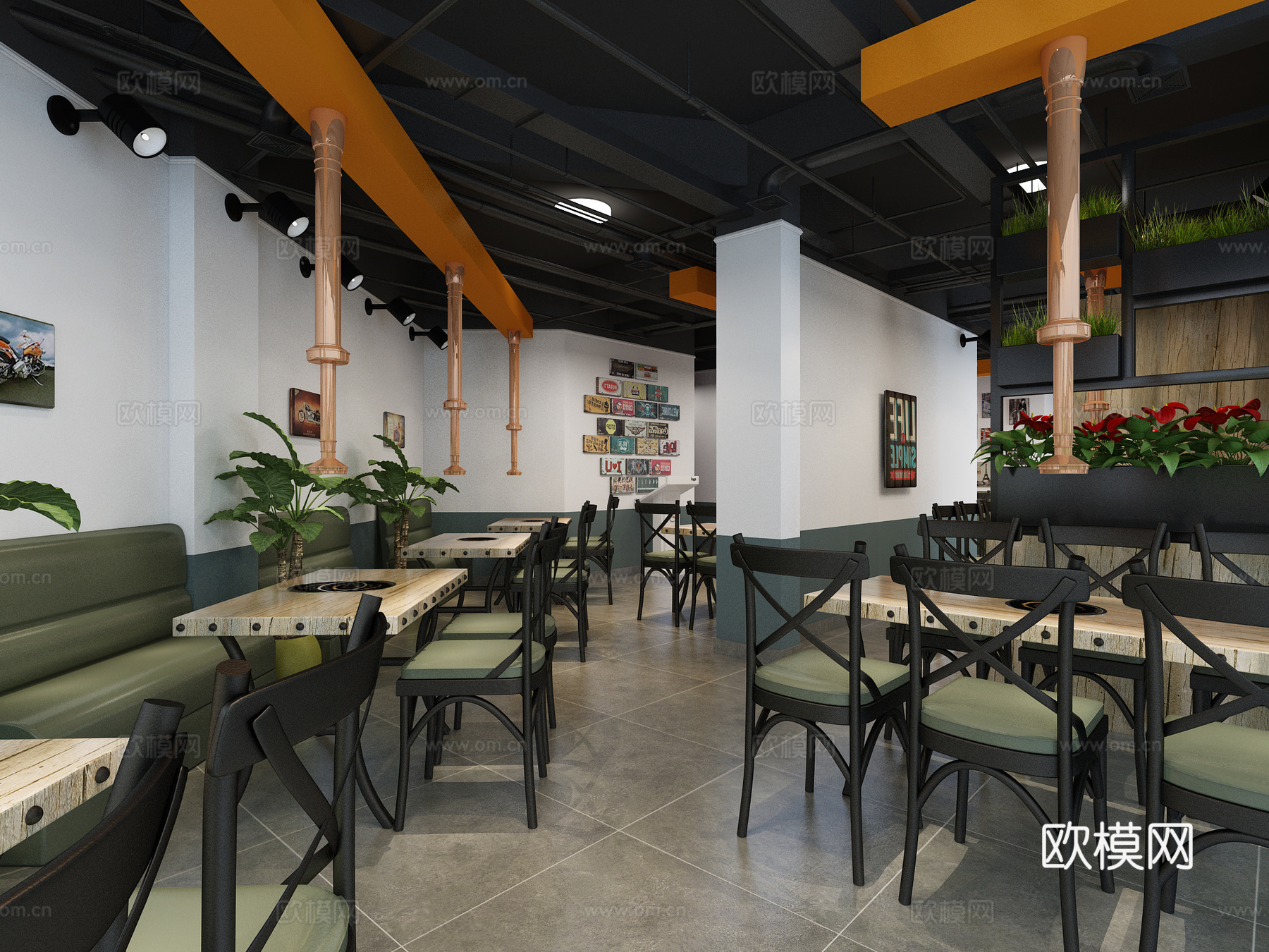 工业风烤肉店.3d模型