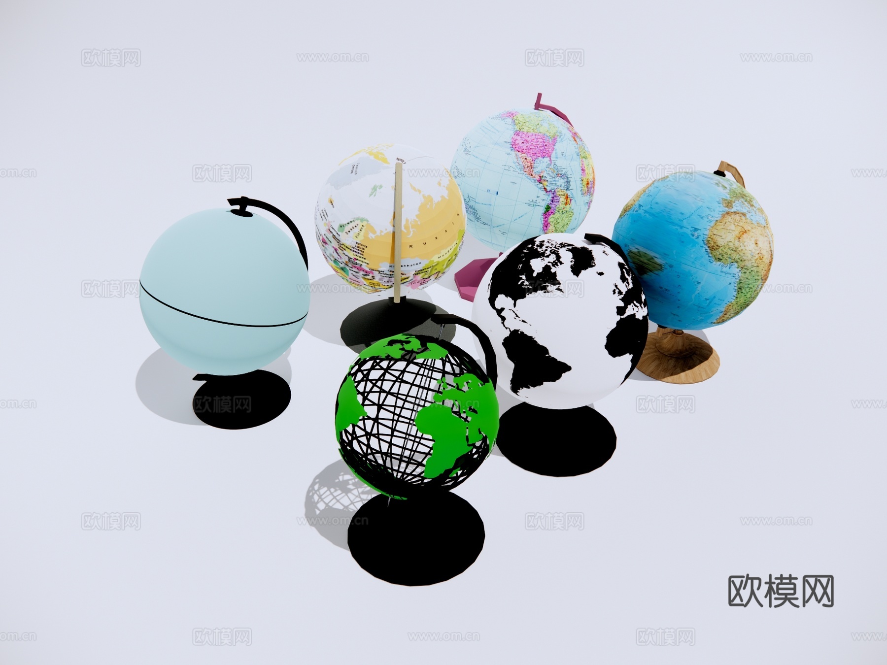 地球仪 世界地图su模型