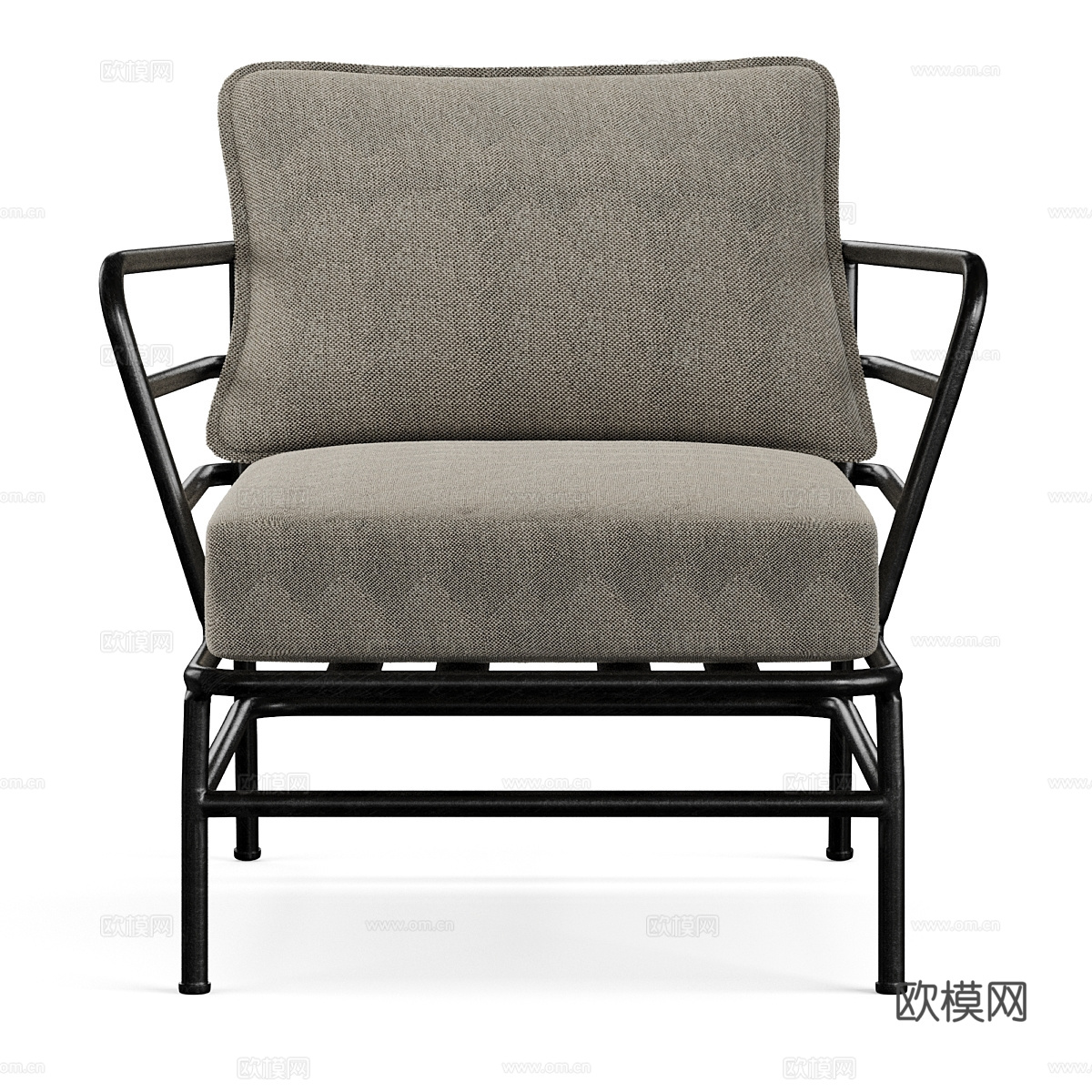现代意式不锈钢布艺扶手椅3d模型