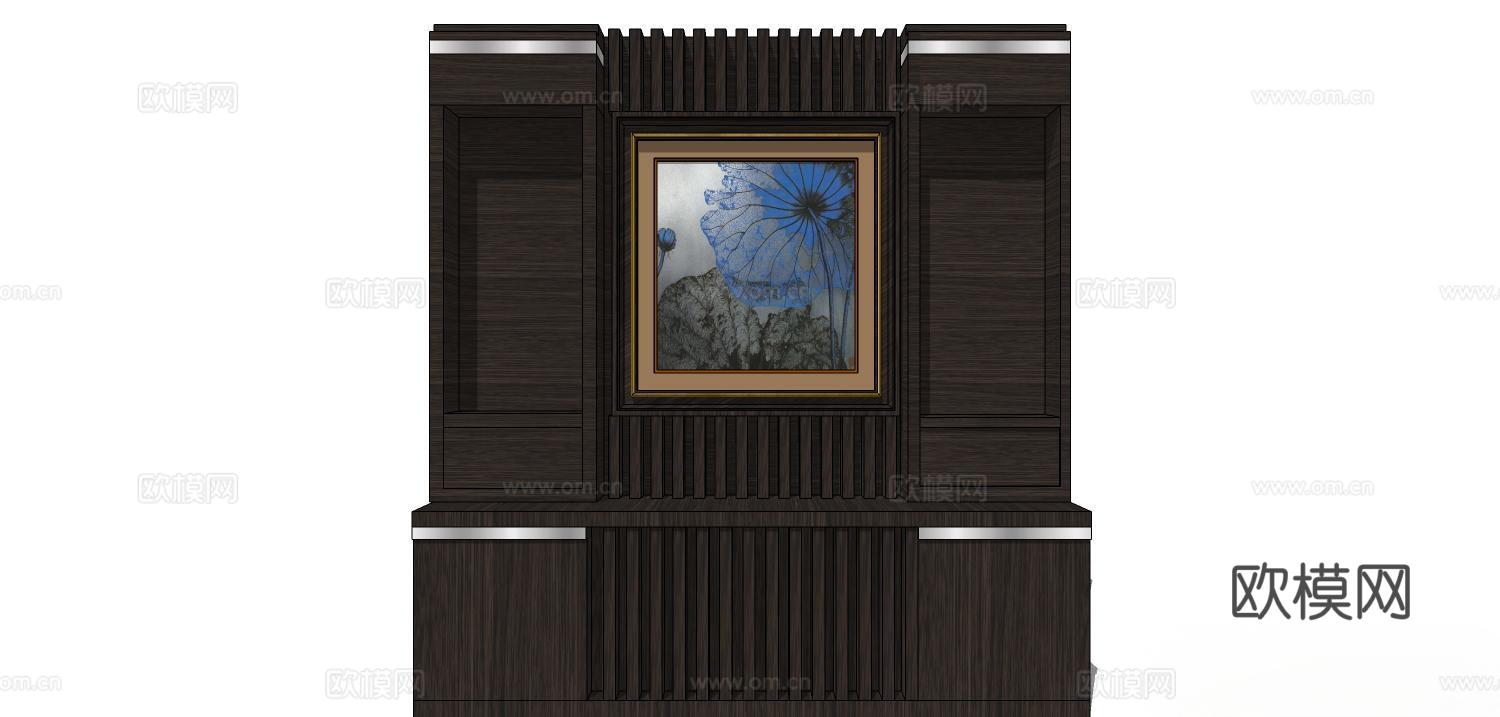 全屋定制 书柜 装饰柜 定制家具 储物柜su模型