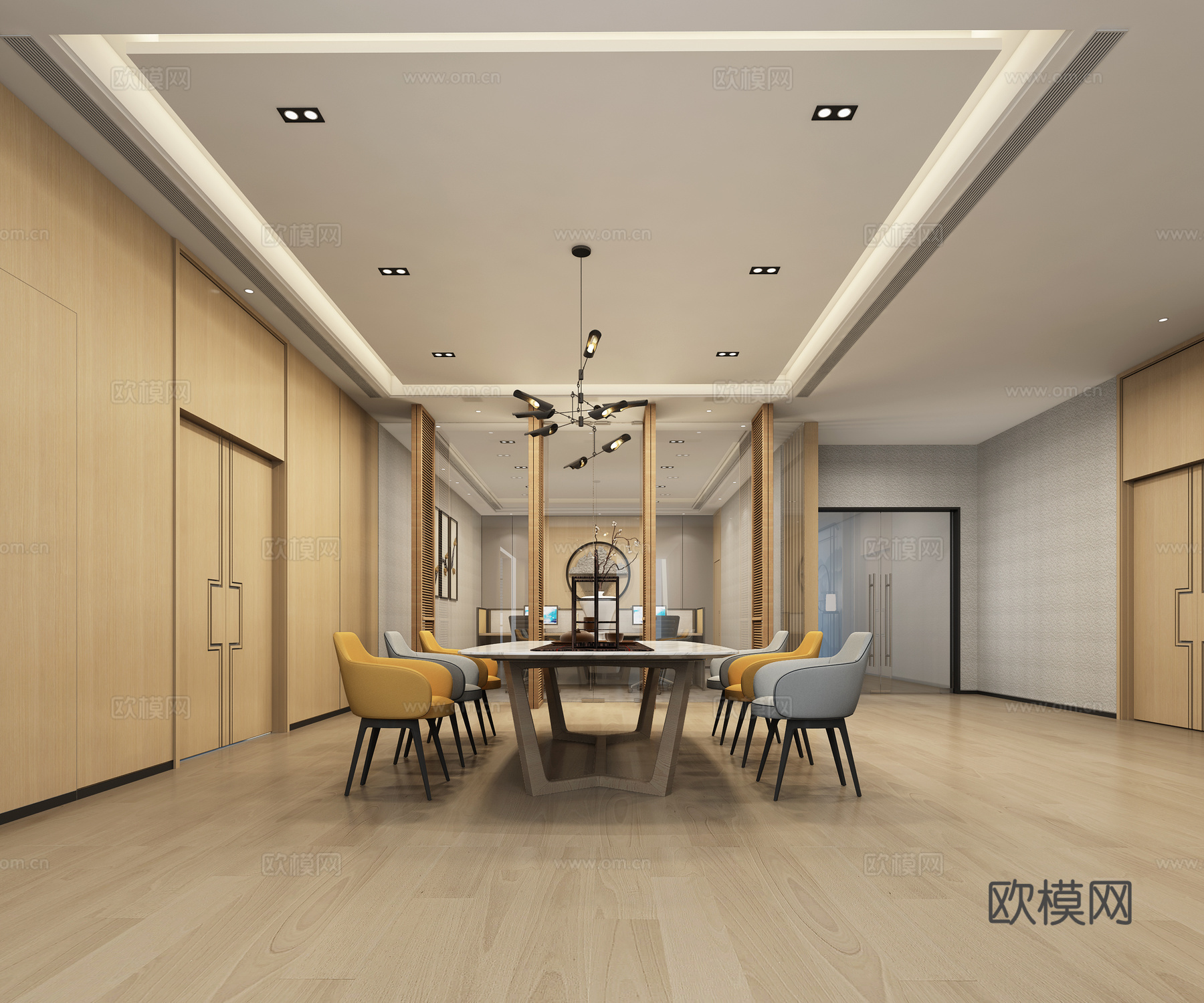 新中式休闲会议区3d模型